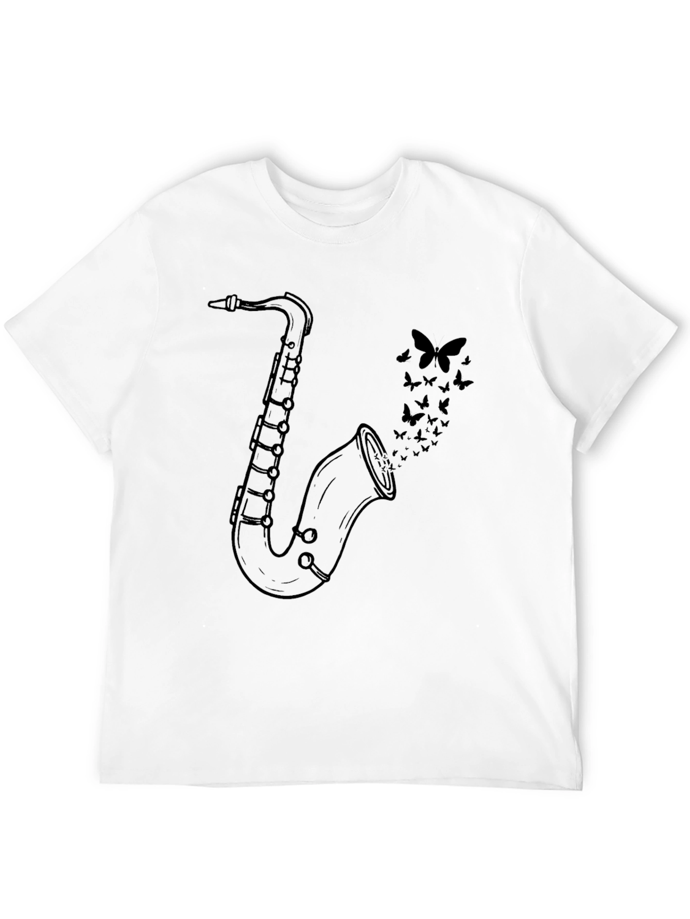 Saxophone & Butterflies Graphic Tee - Black