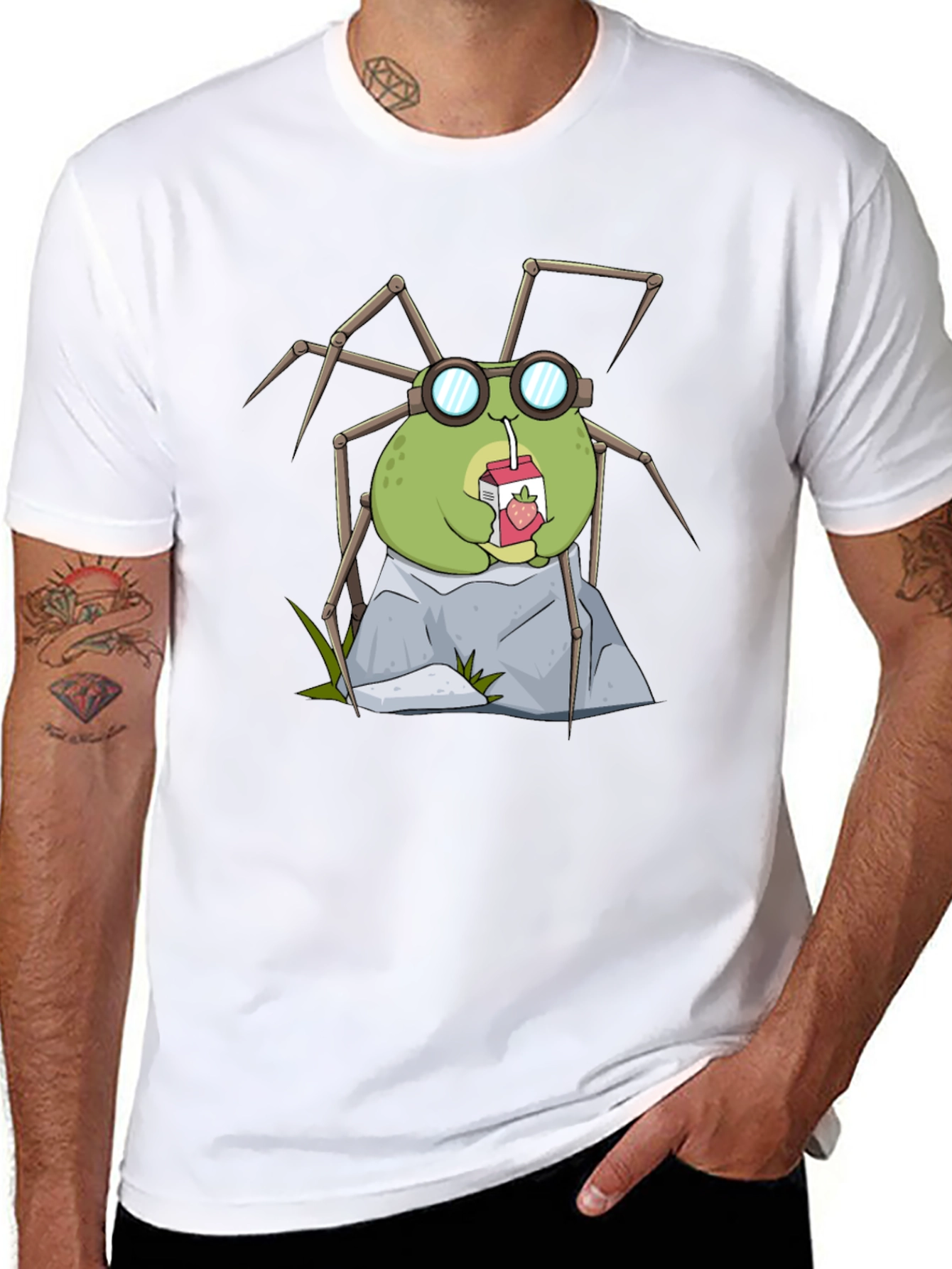 Cute Spider Drinking Juice T-Shirt