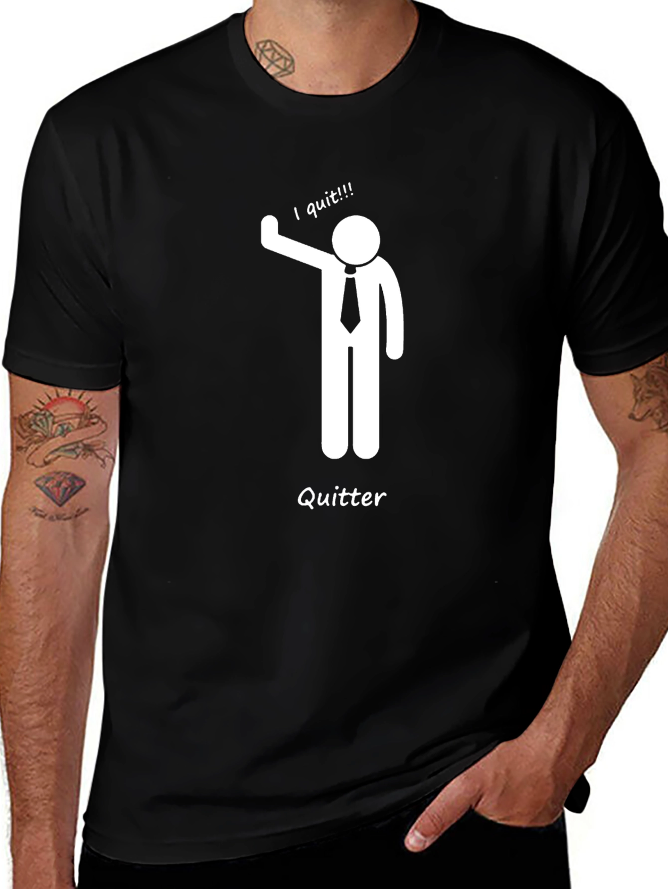 Quitter Stick Figure Funny T-Shirt