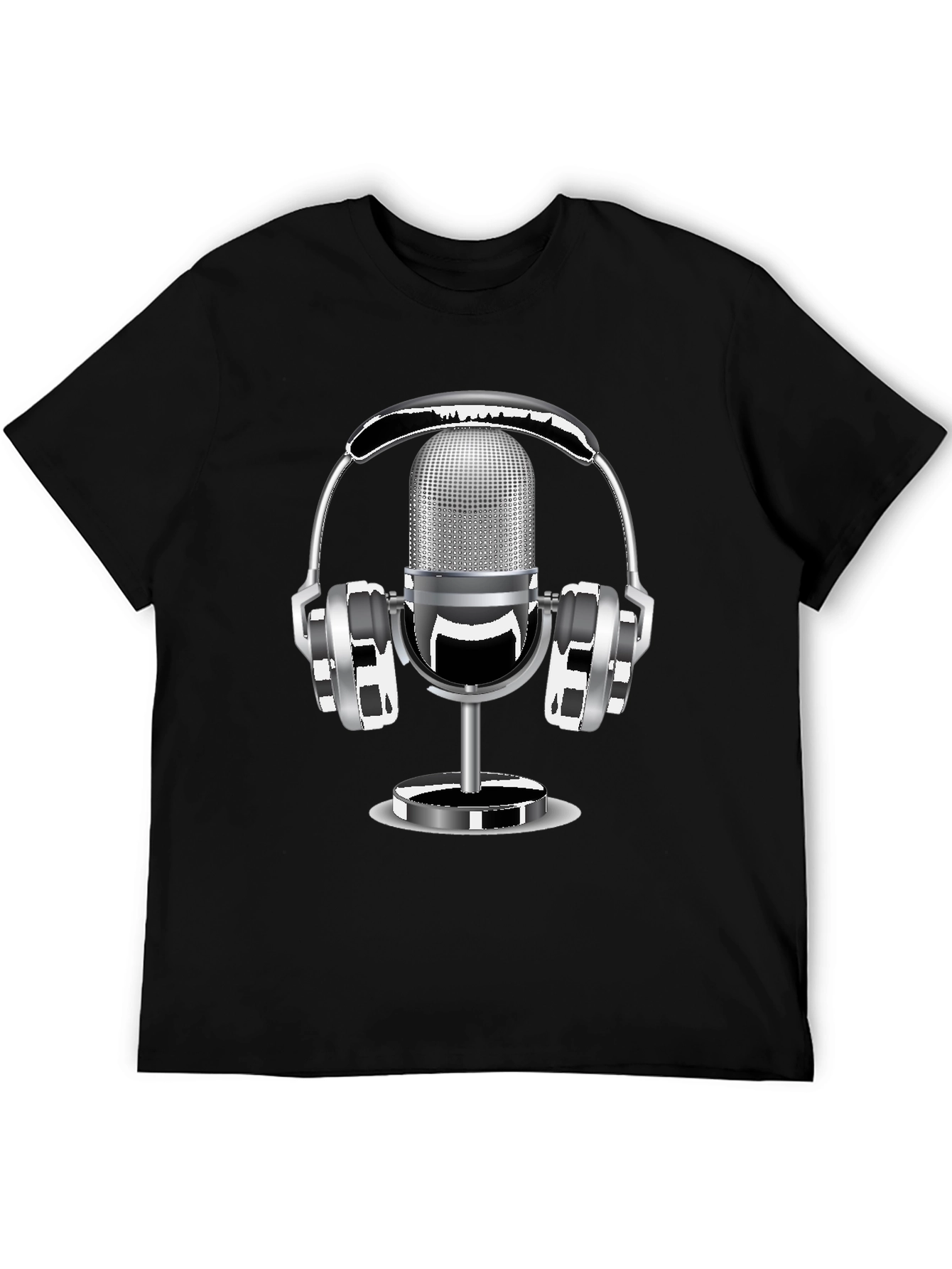 Retro Microphone & Headphones Graphic T-Shirt