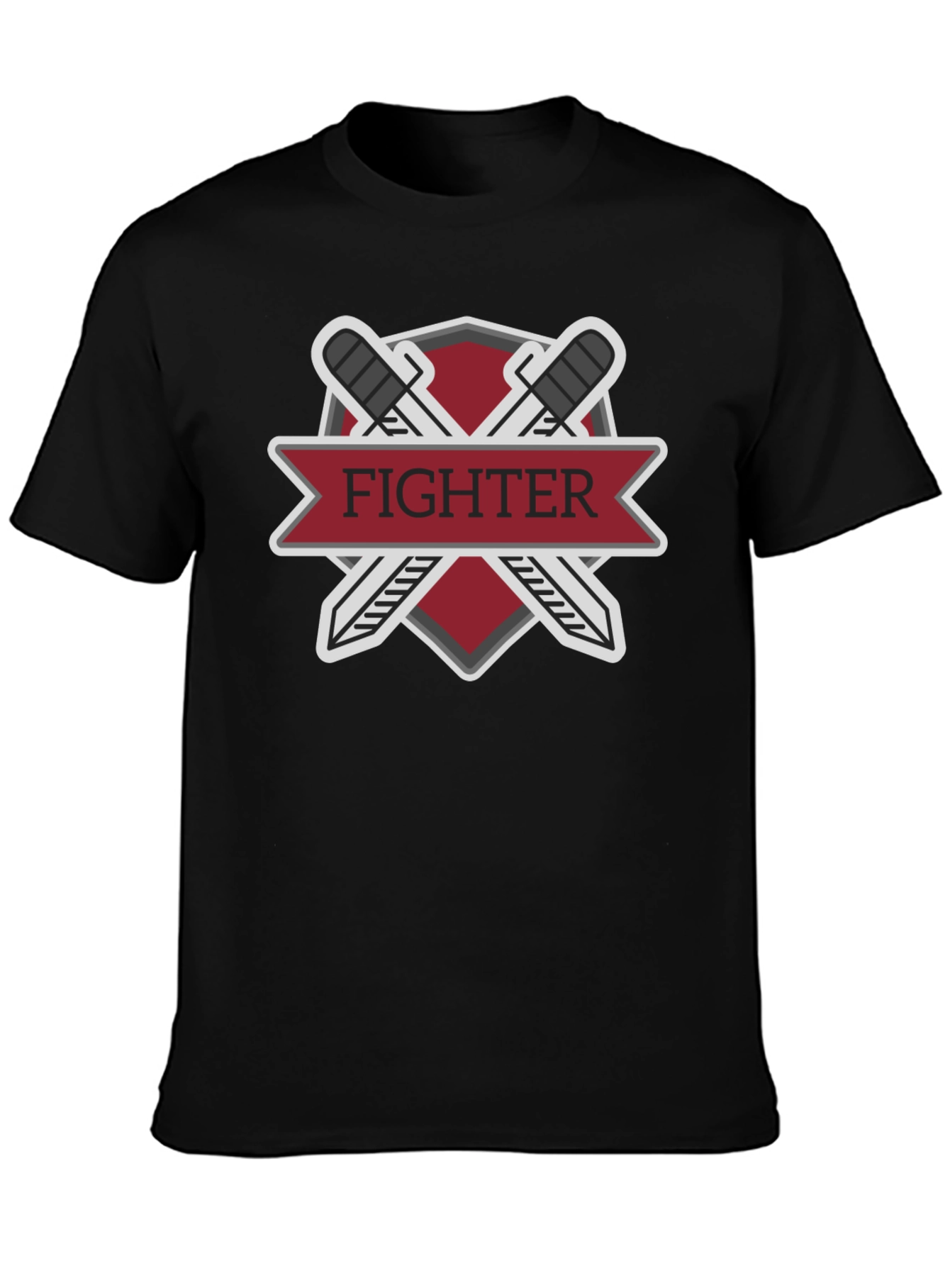 Fighter Sword Emblem Black T-Shirt