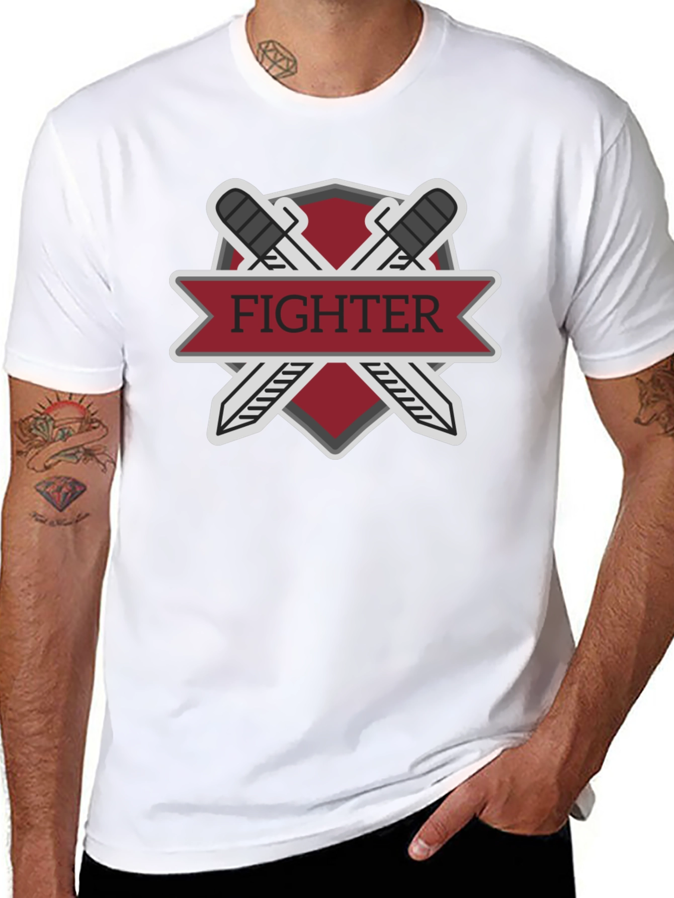 Fighter Sword Emblem Black T-Shirt