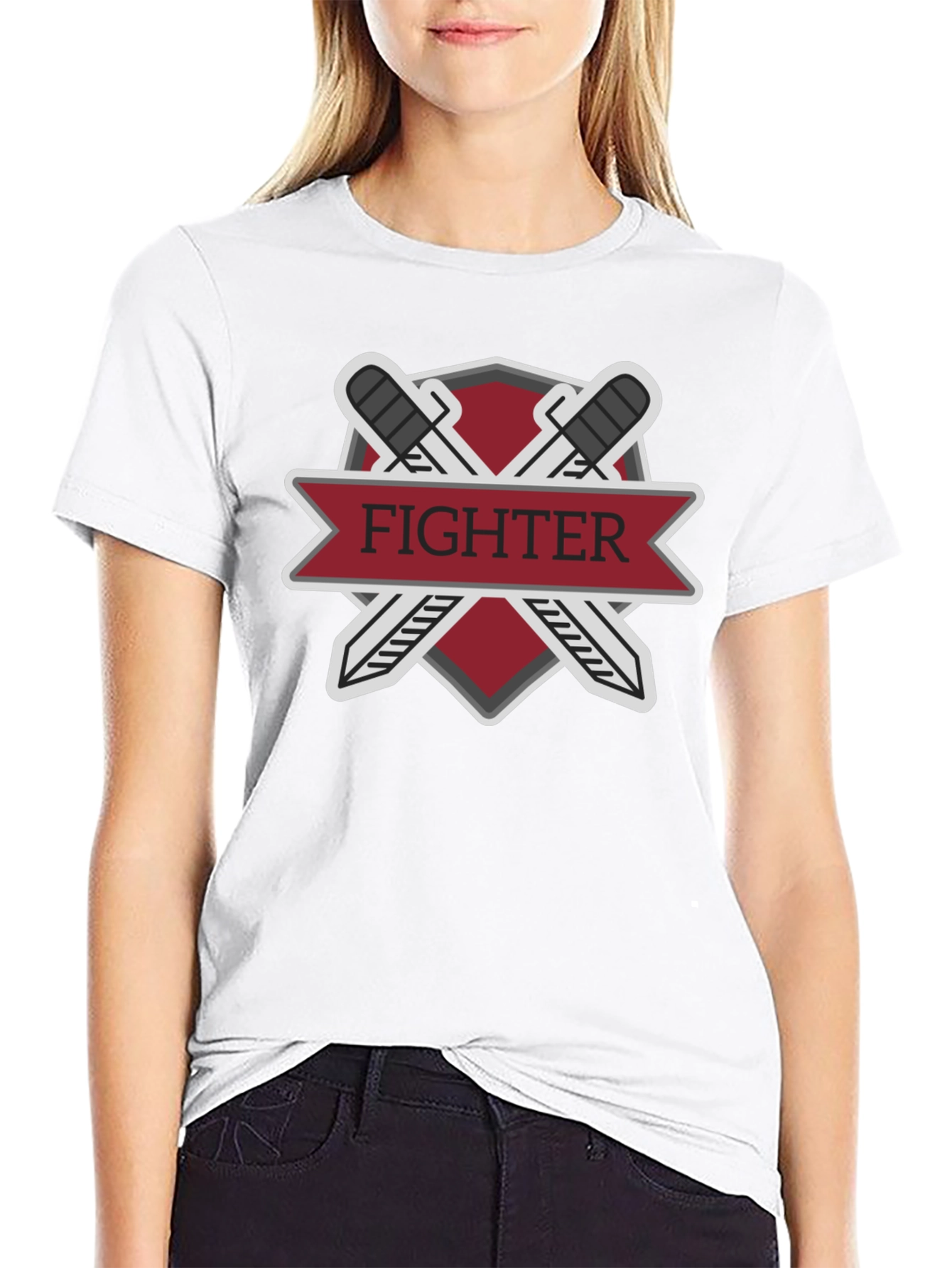 Fighter Sword Emblem Black T-Shirt