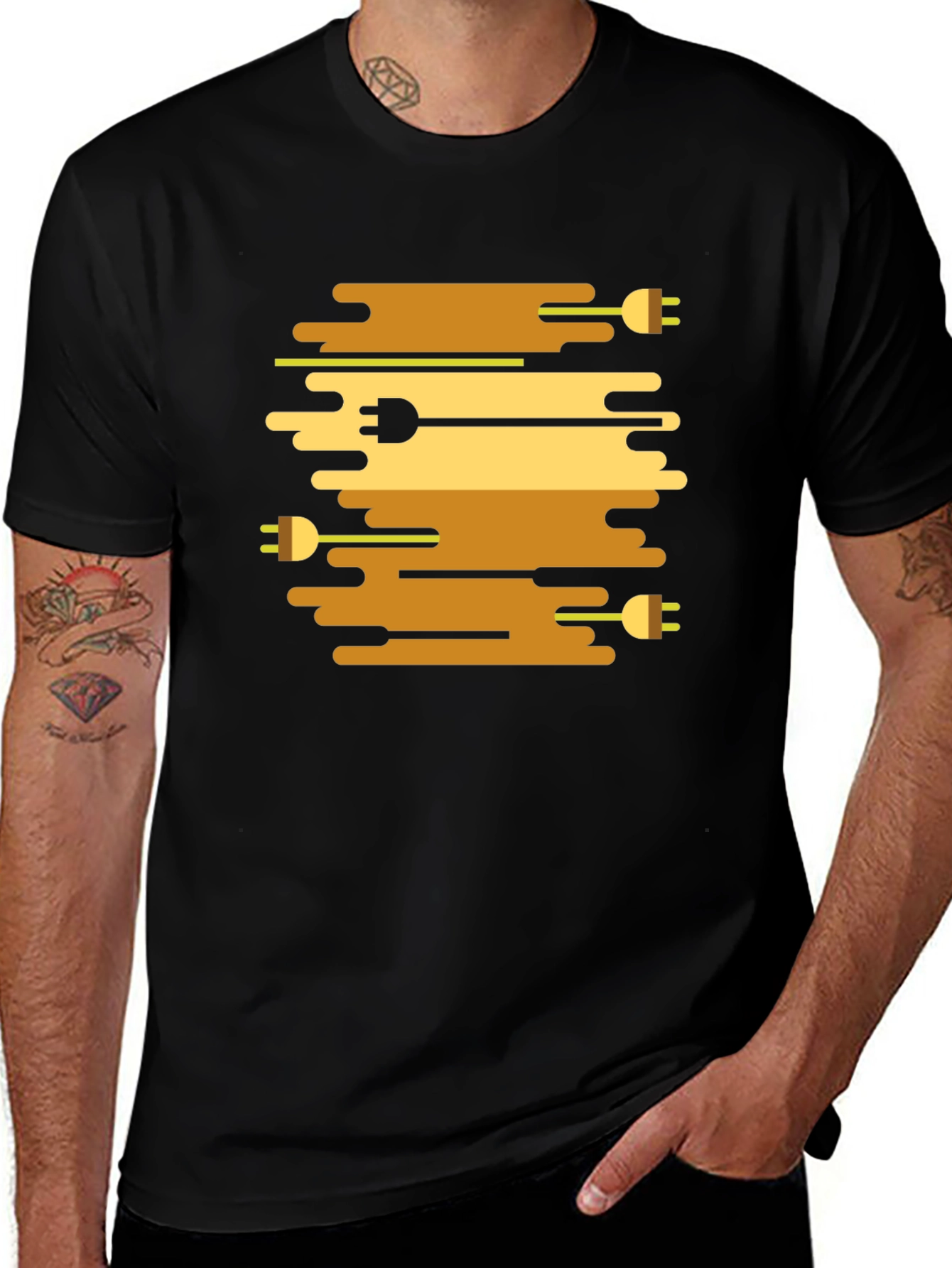 Modern Plug Pattern Graphic T-Shirt