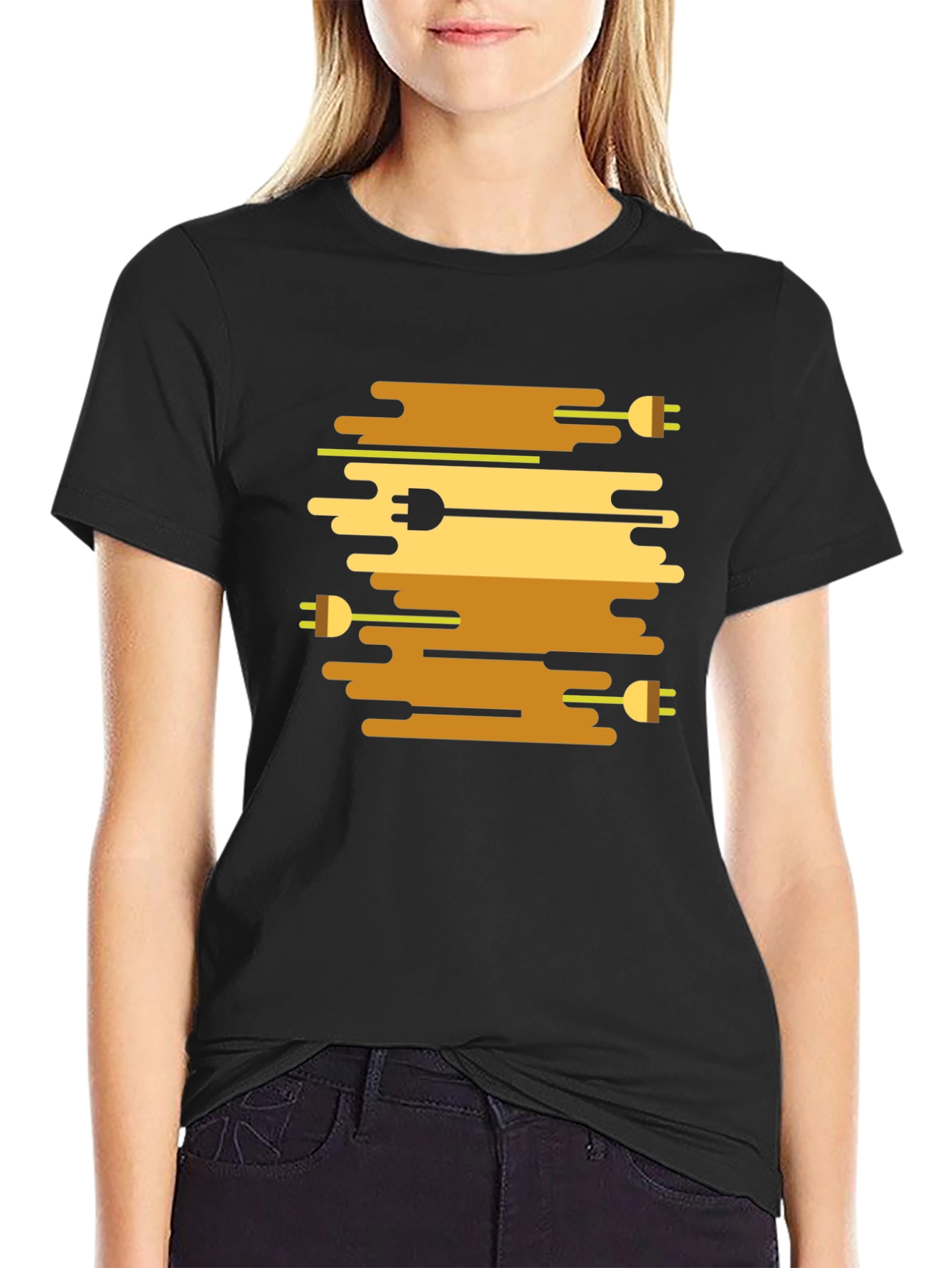 Modern Plug Pattern Graphic T-Shirt