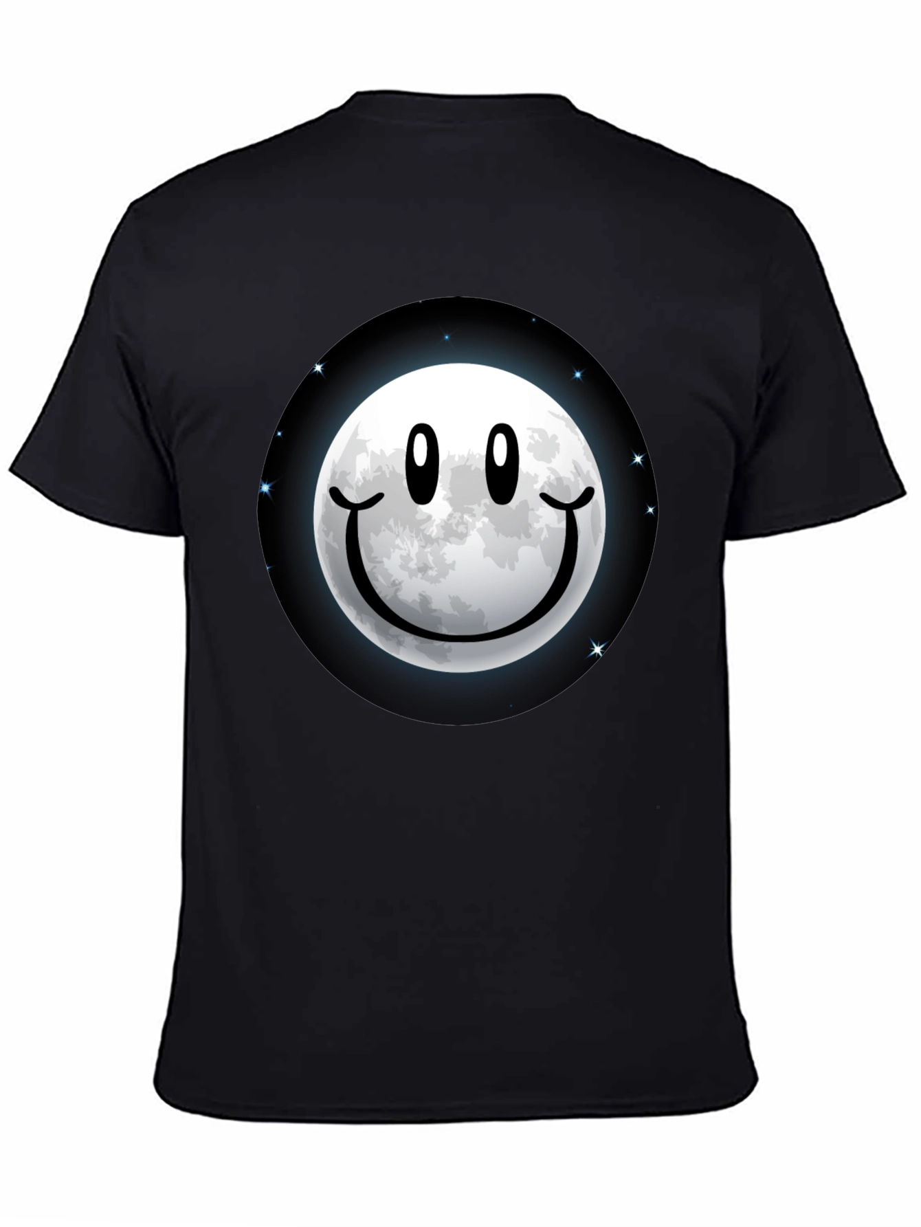 Moon Smile Graphic Tee - Black Cotton Comfort