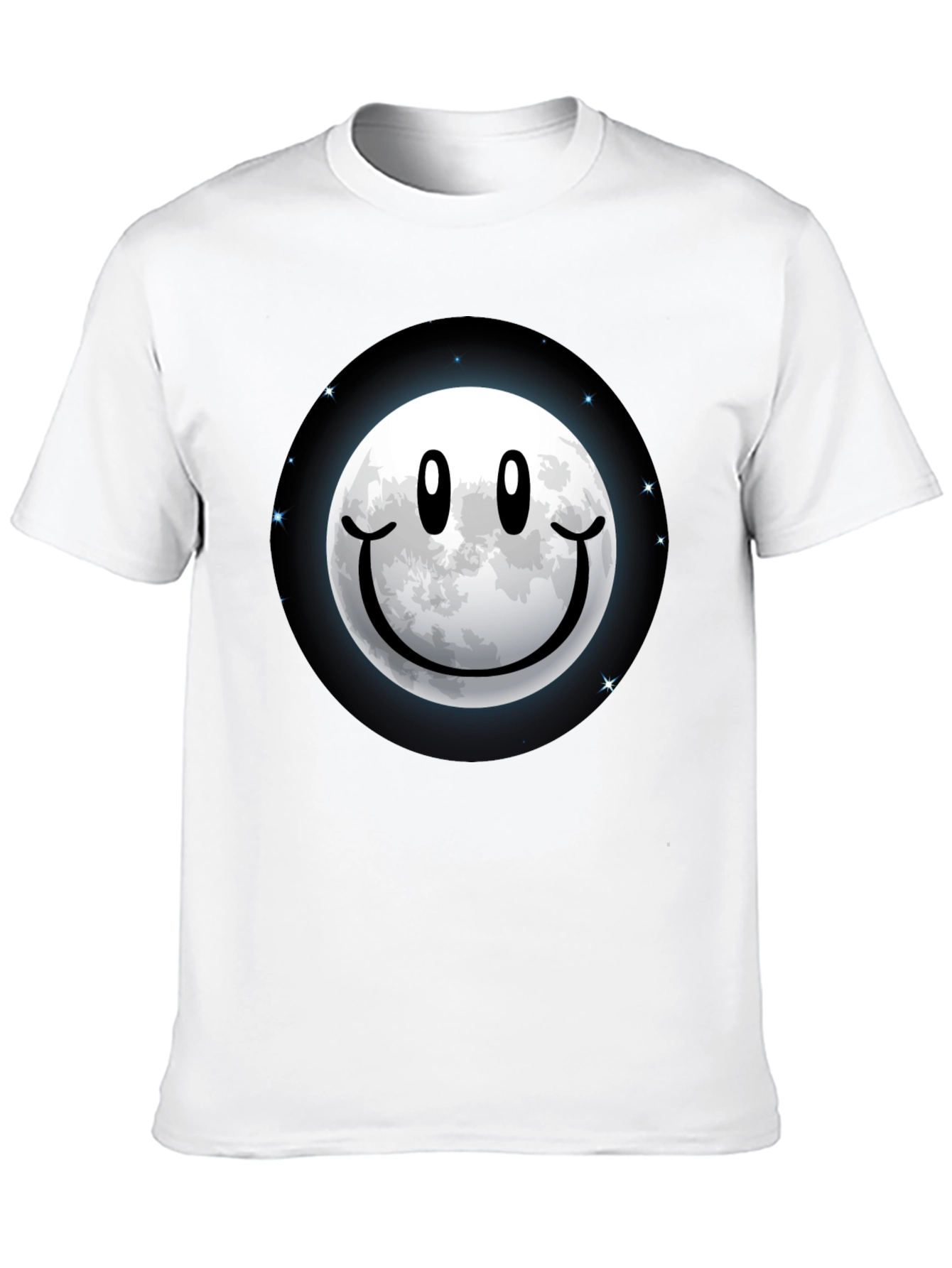 Moon Smile Graphic Tee - Black Cotton Comfort