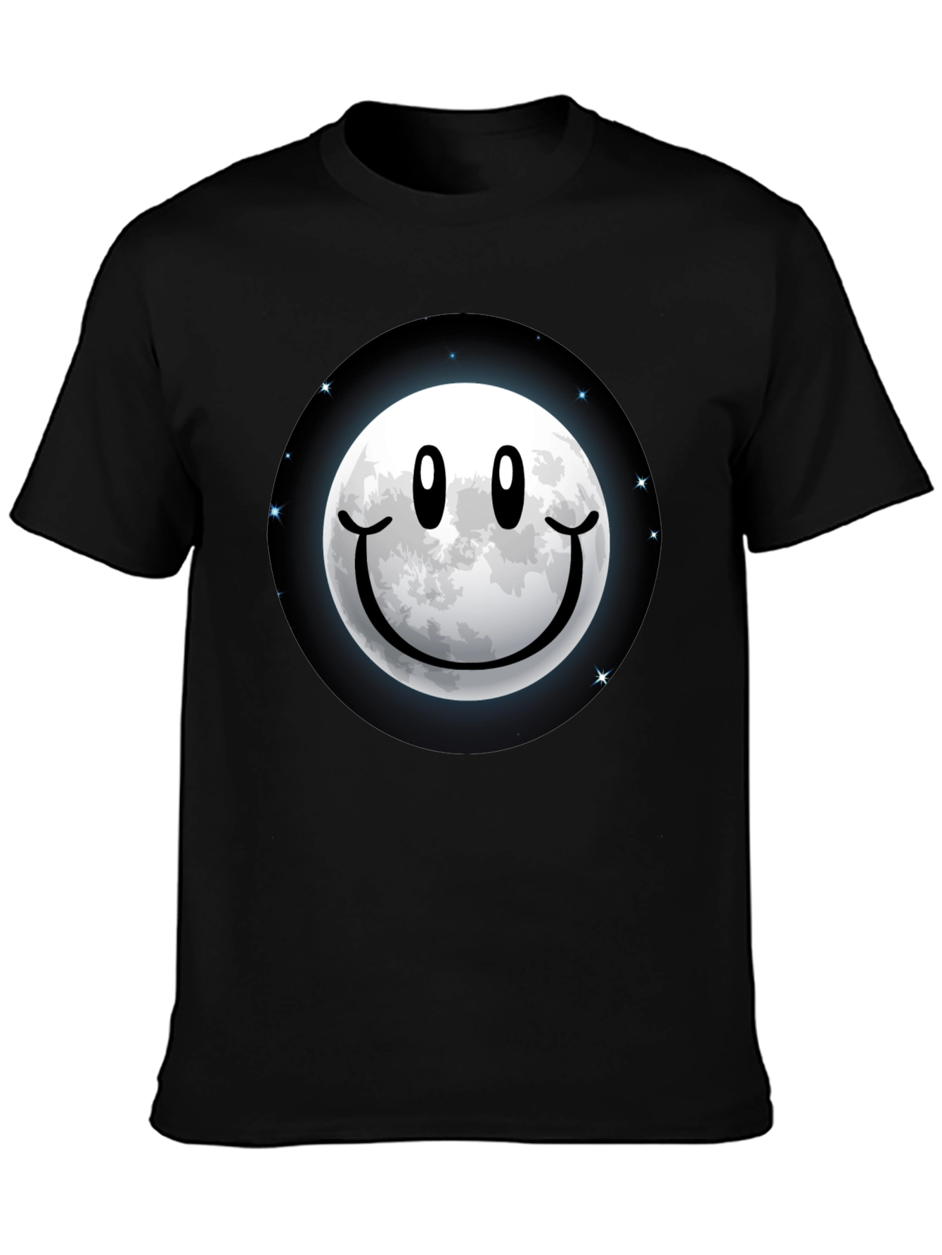 Moon Smile Graphic Tee - Black Cotton Comfort