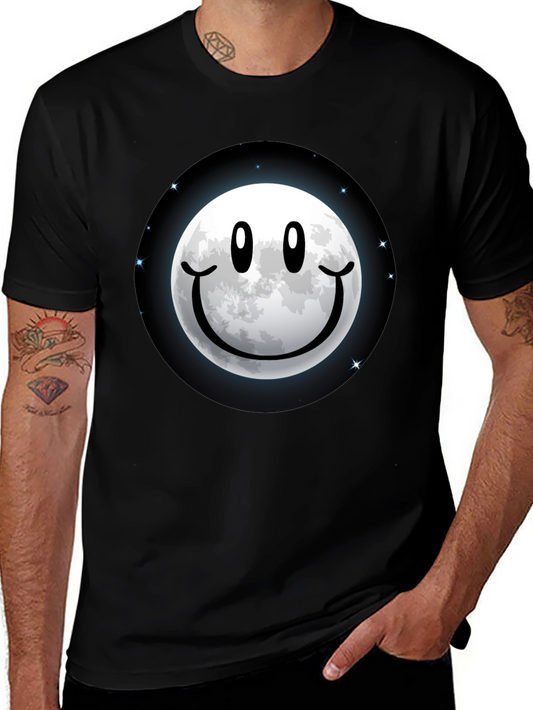 Moon Smile Graphic Tee - Black Cotton Comfort
