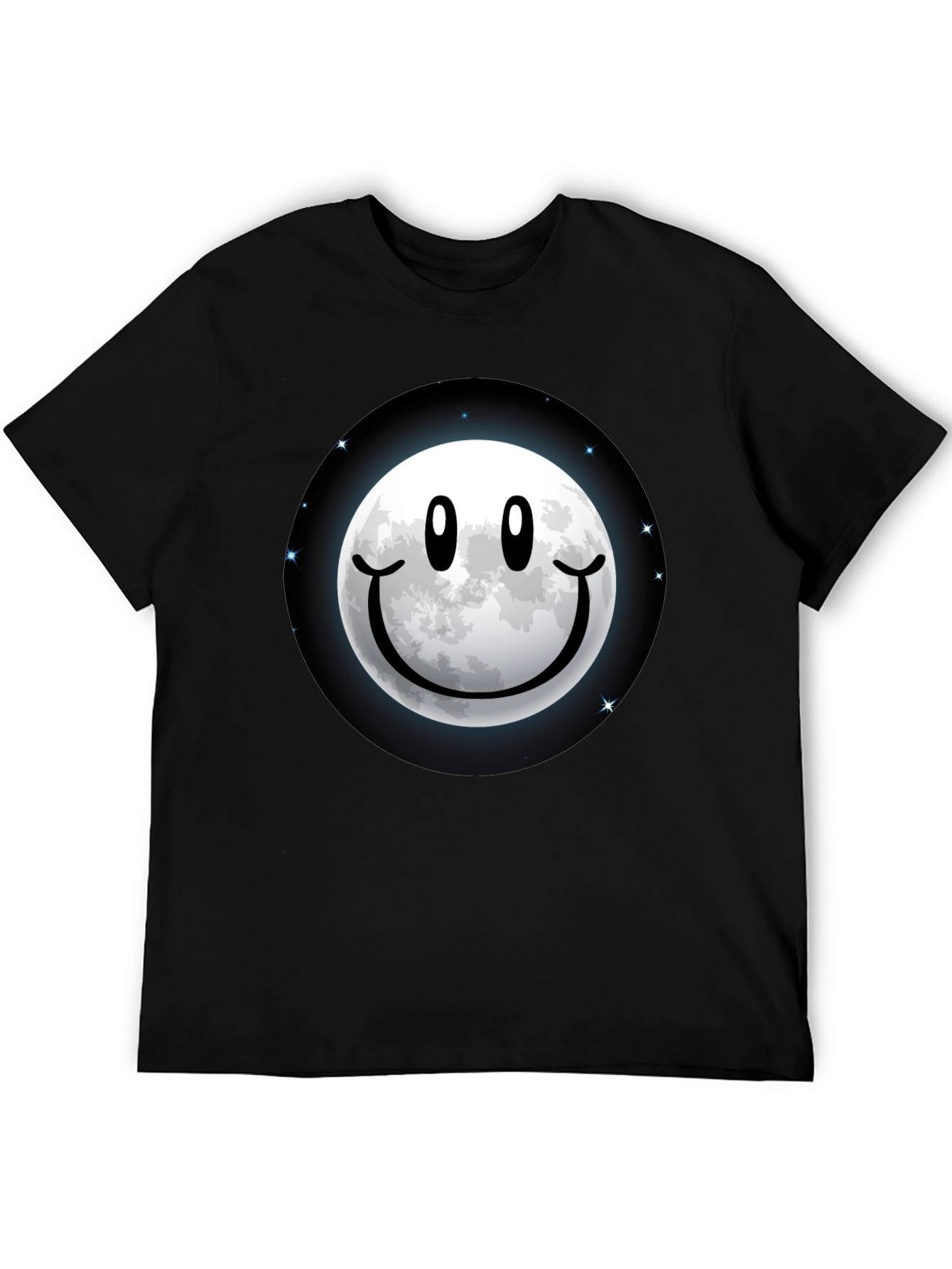 Moon Smile Graphic Tee - Black Cotton Comfort