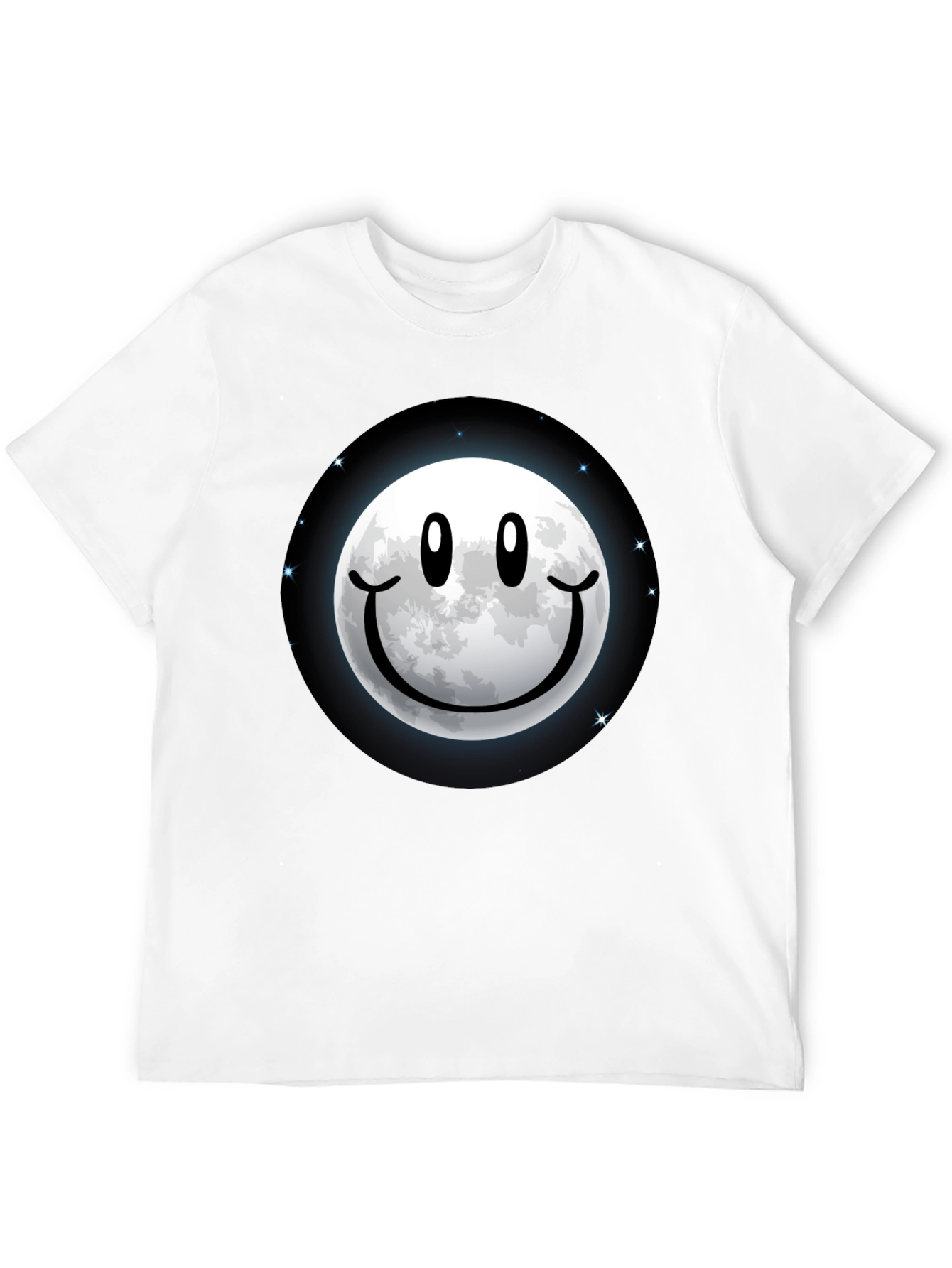 Moon Smile Graphic Tee - Black Cotton Comfort