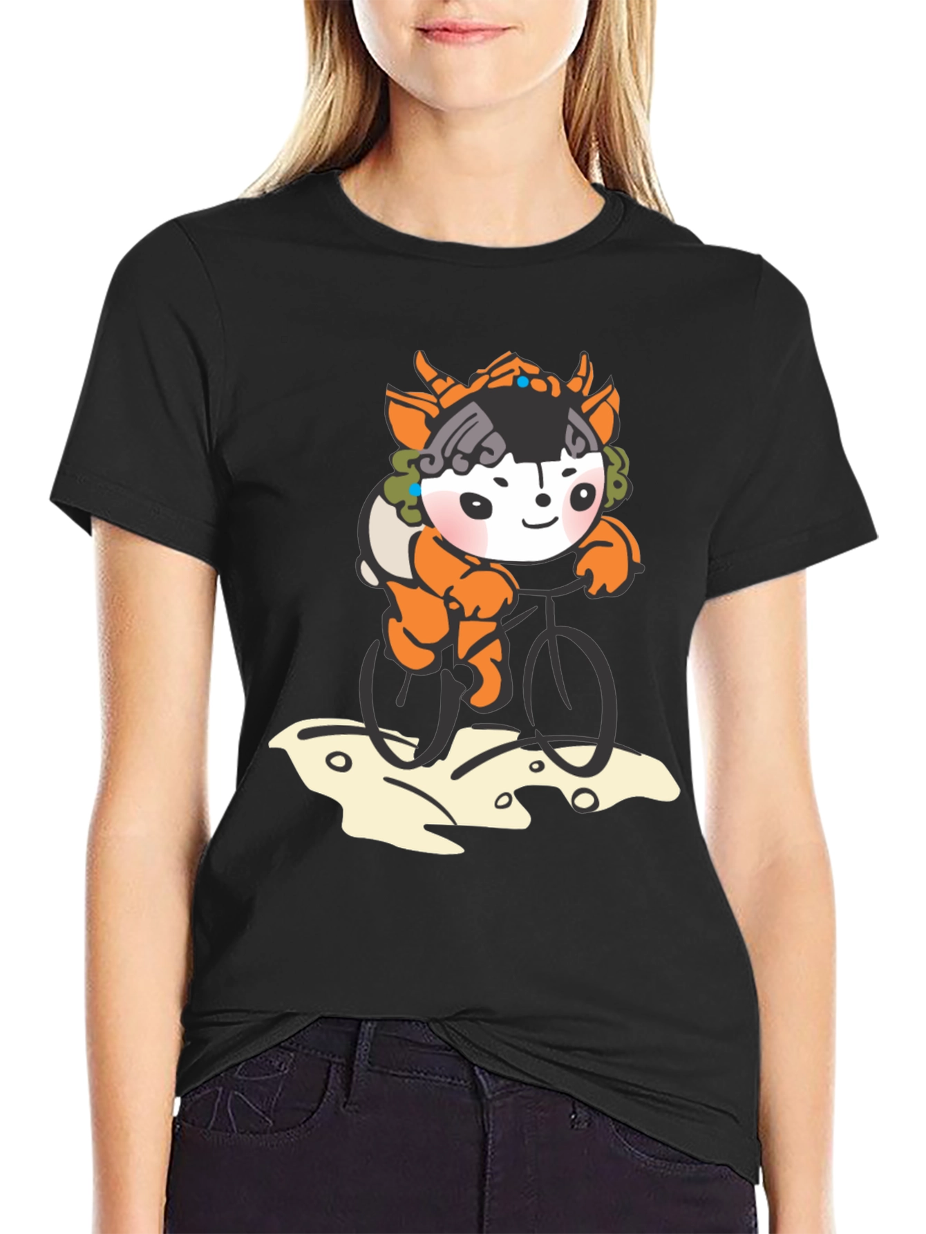 Cute Cartoon Character Bicycle Ride T-Shirt