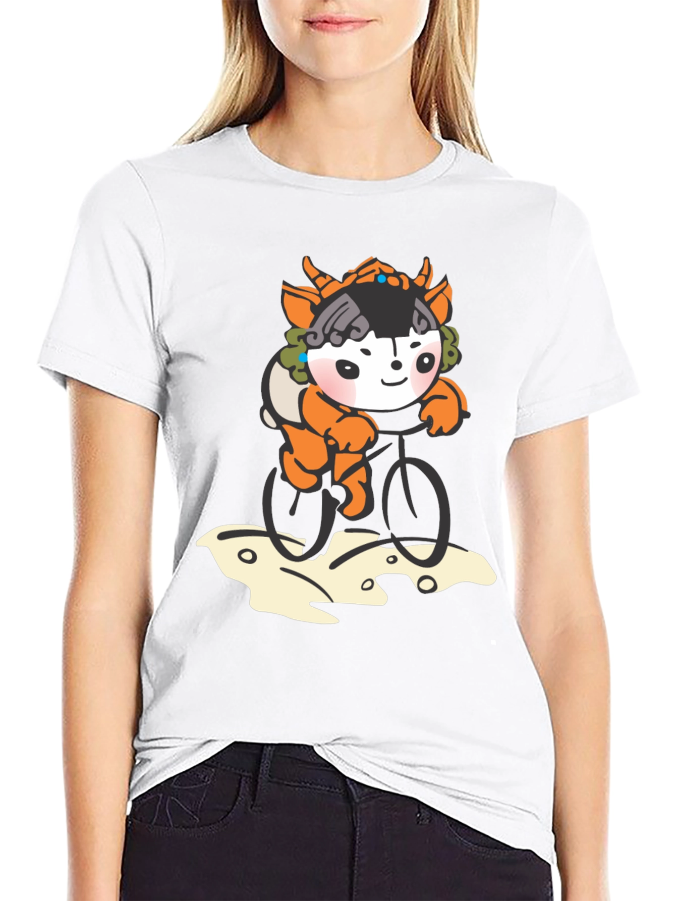 Cute Cartoon Character Bicycle Ride T-Shirt