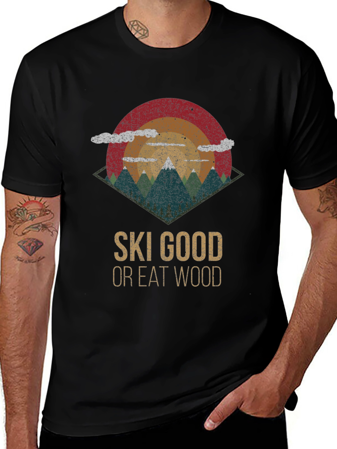 Ski Good Or Eat Wood Retro Graphic Tee