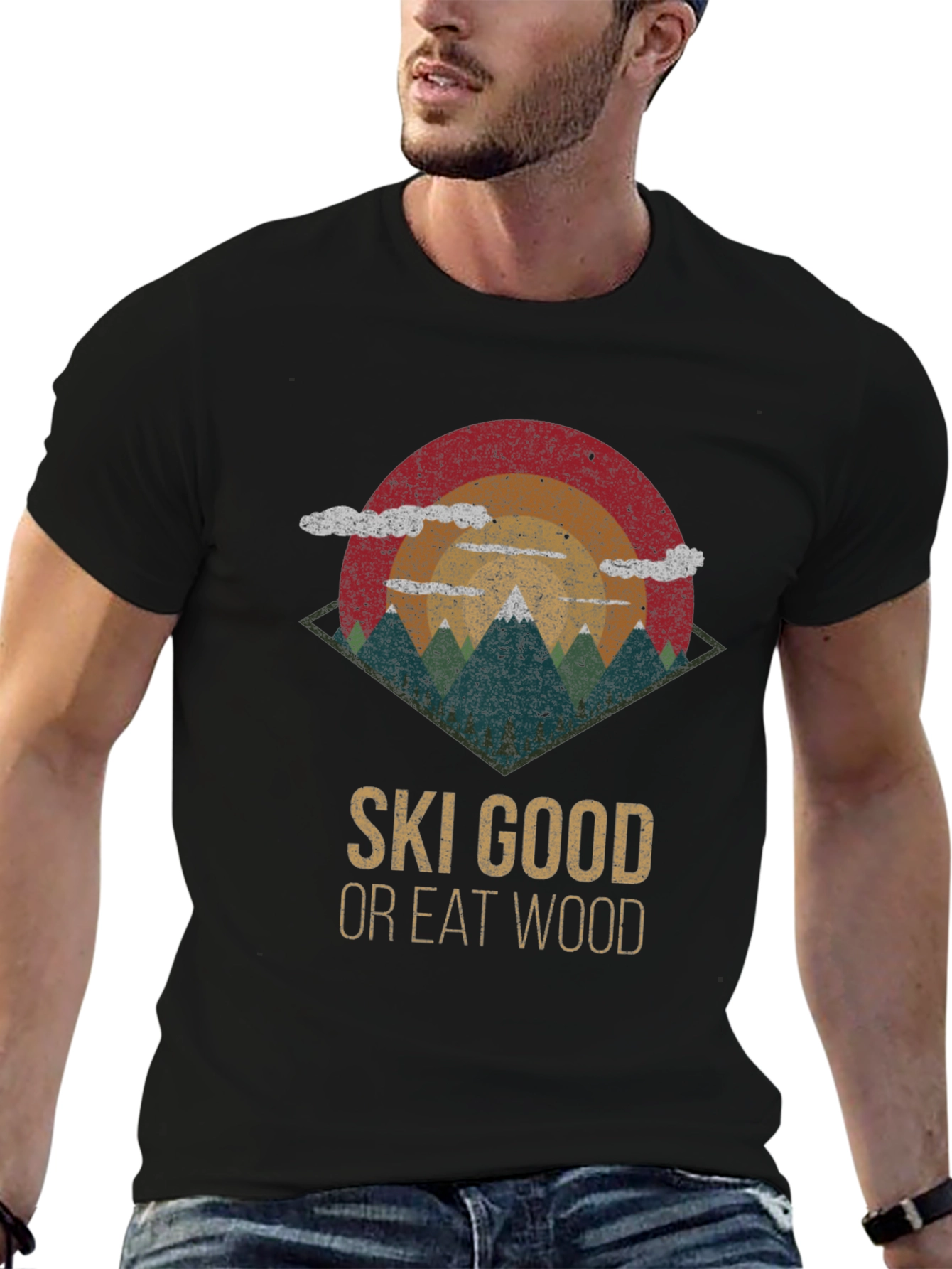 Ski Good Or Eat Wood Retro Graphic Tee