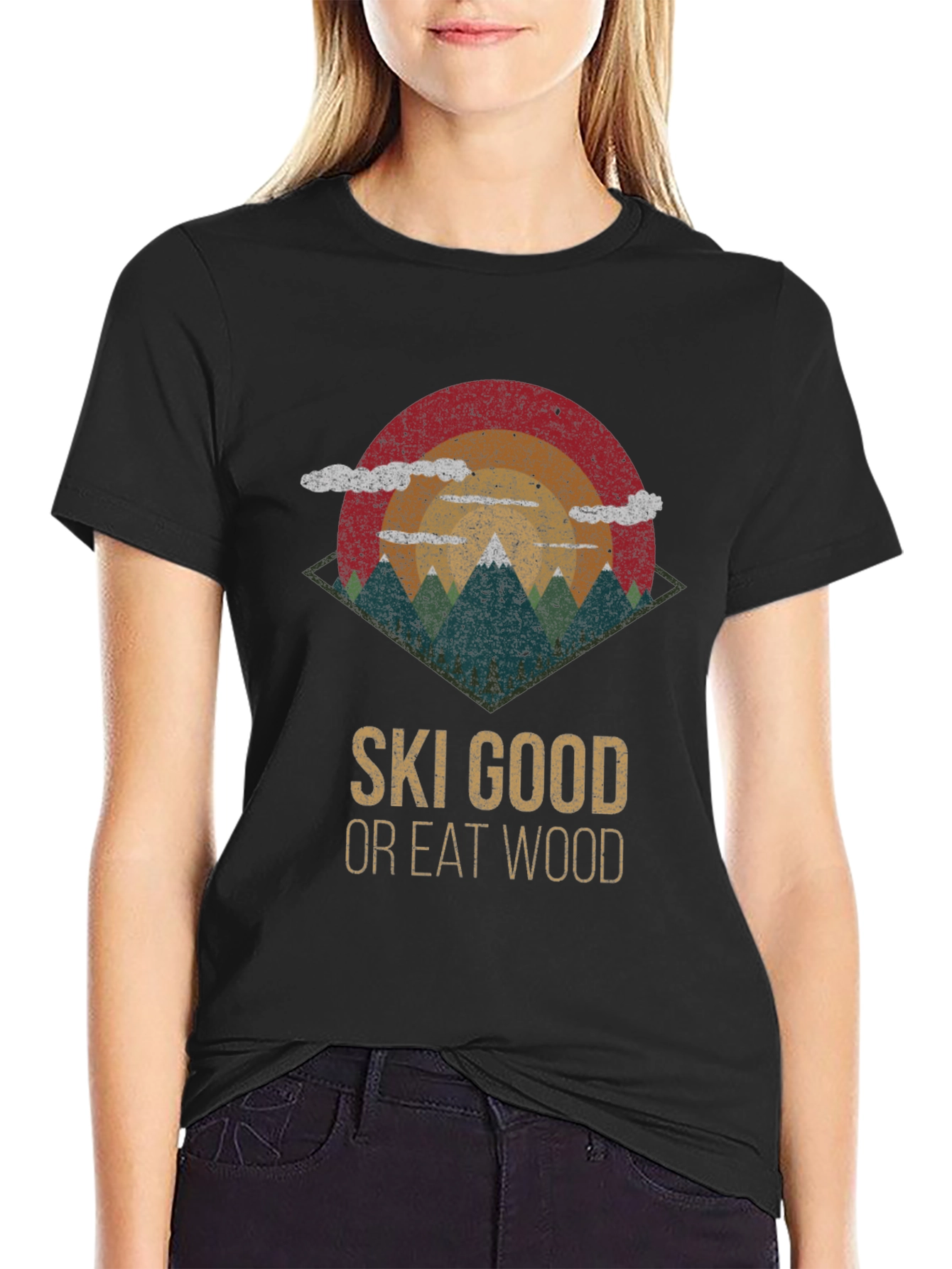 Ski Good Or Eat Wood Retro Graphic Tee