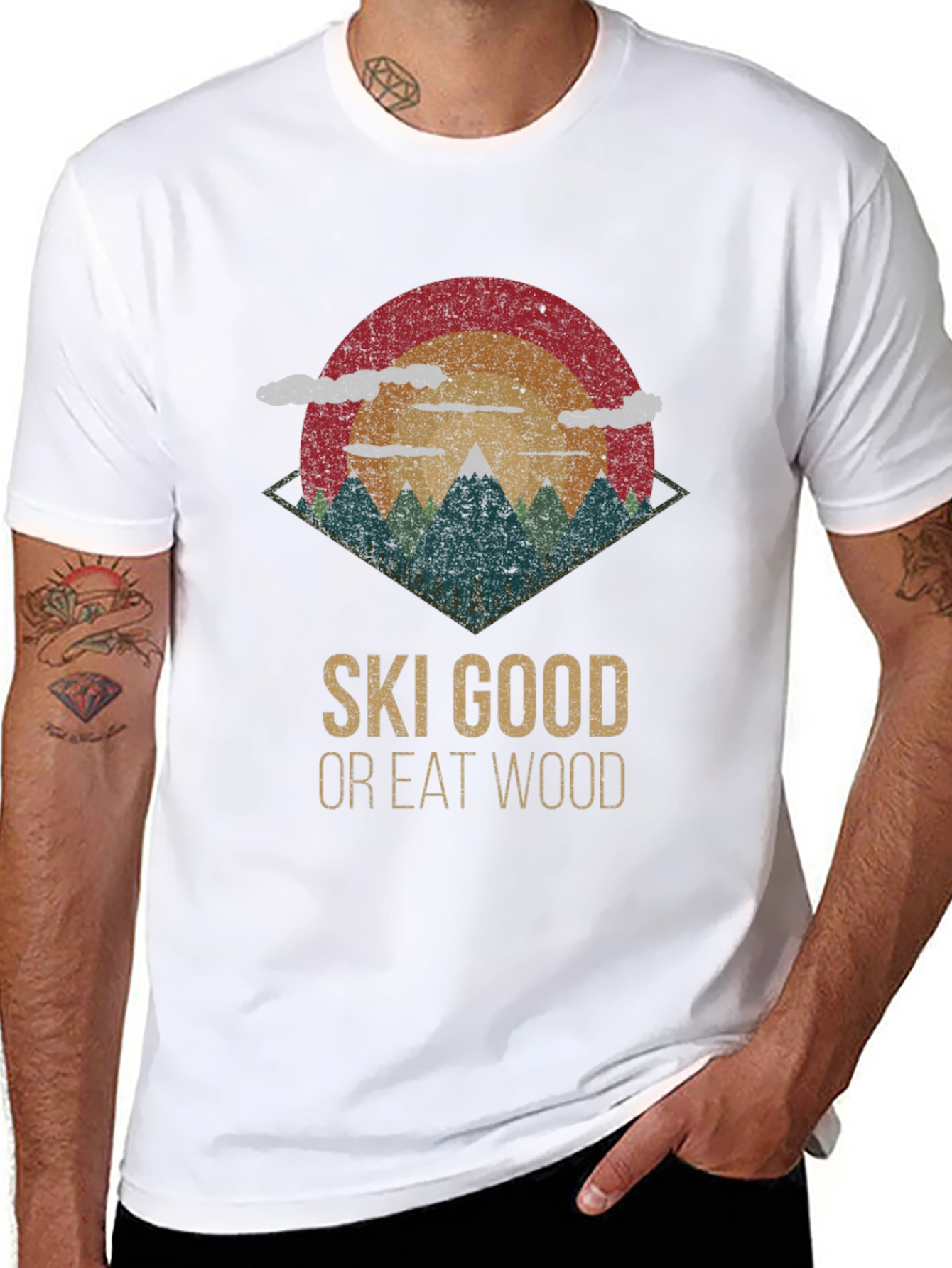 Ski Good Or Eat Wood Retro Graphic Tee