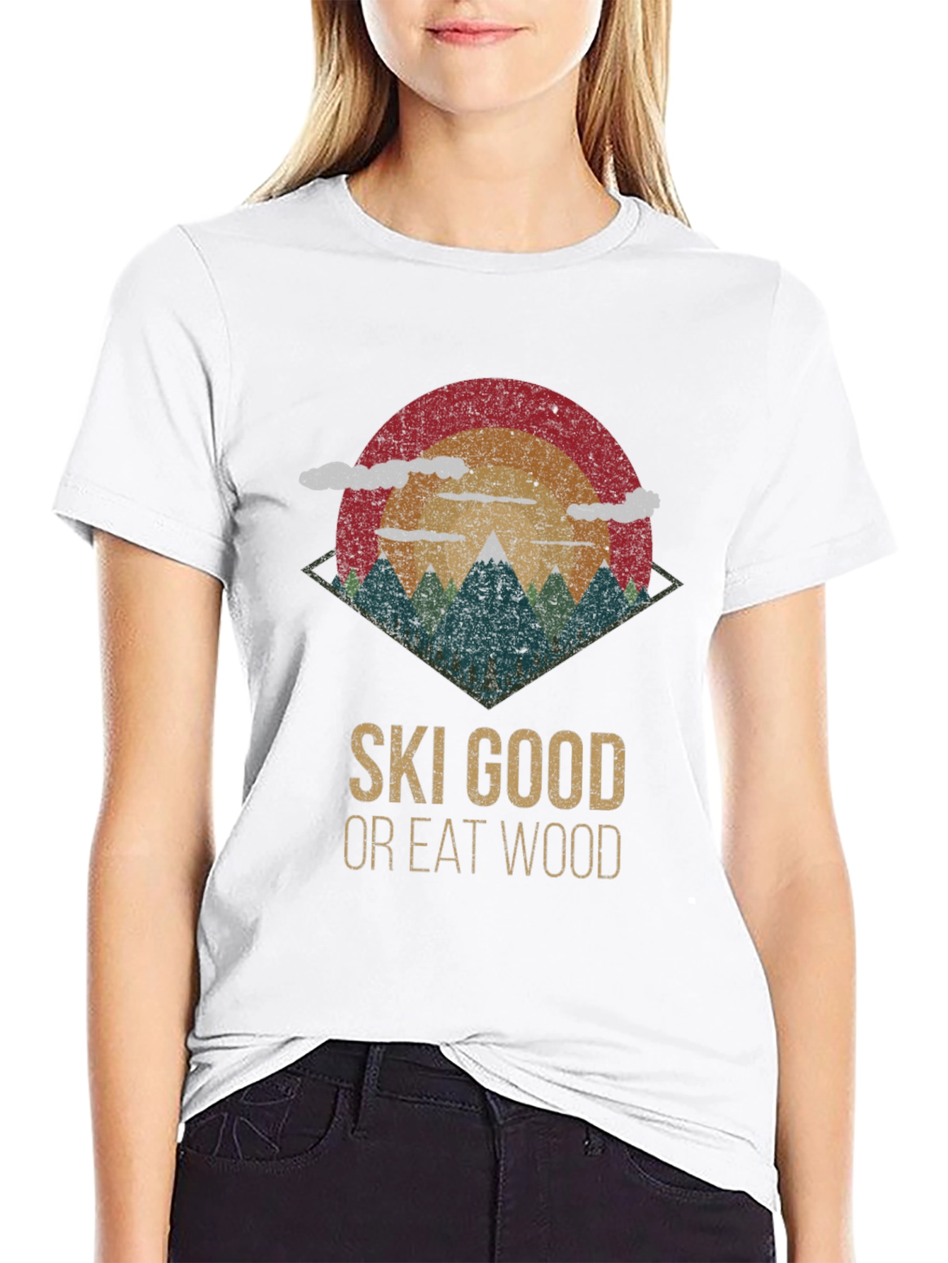 Ski Good Or Eat Wood Retro Graphic Tee