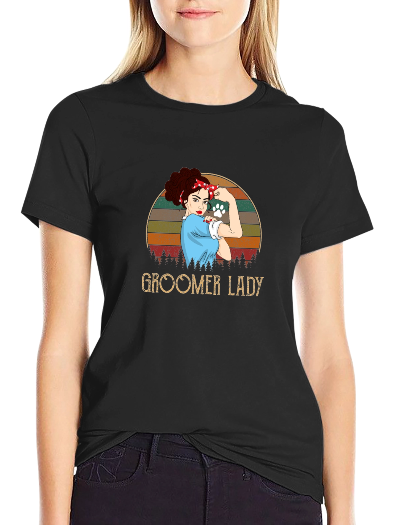 Groomer Lady T-Shirt - Retro Design