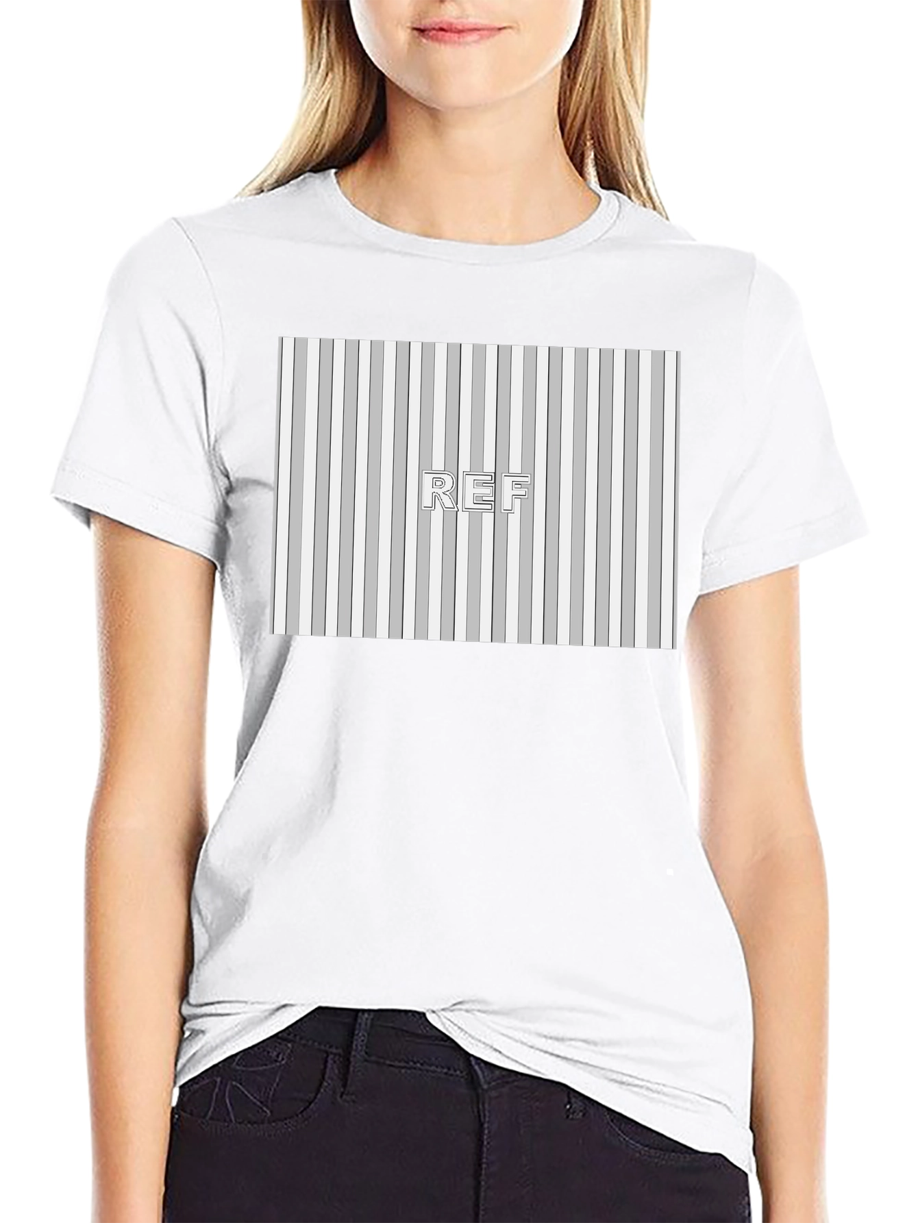 Striped Pattern REF Graphic Tee - Black