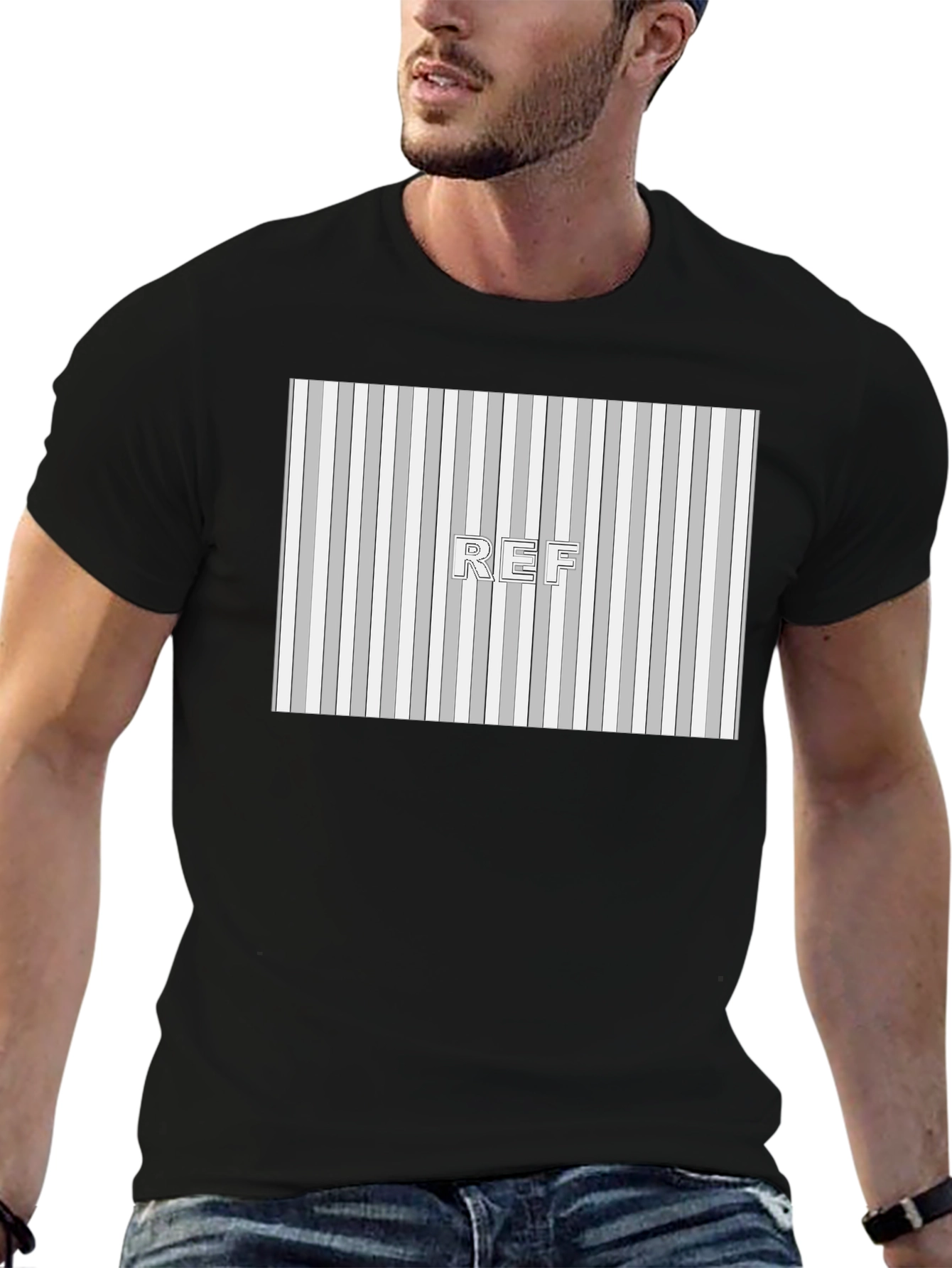 Striped Pattern REF Graphic Tee - Black