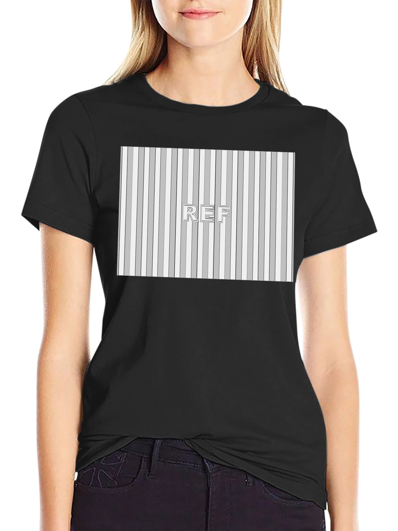 Striped Pattern REF Graphic Tee - Black