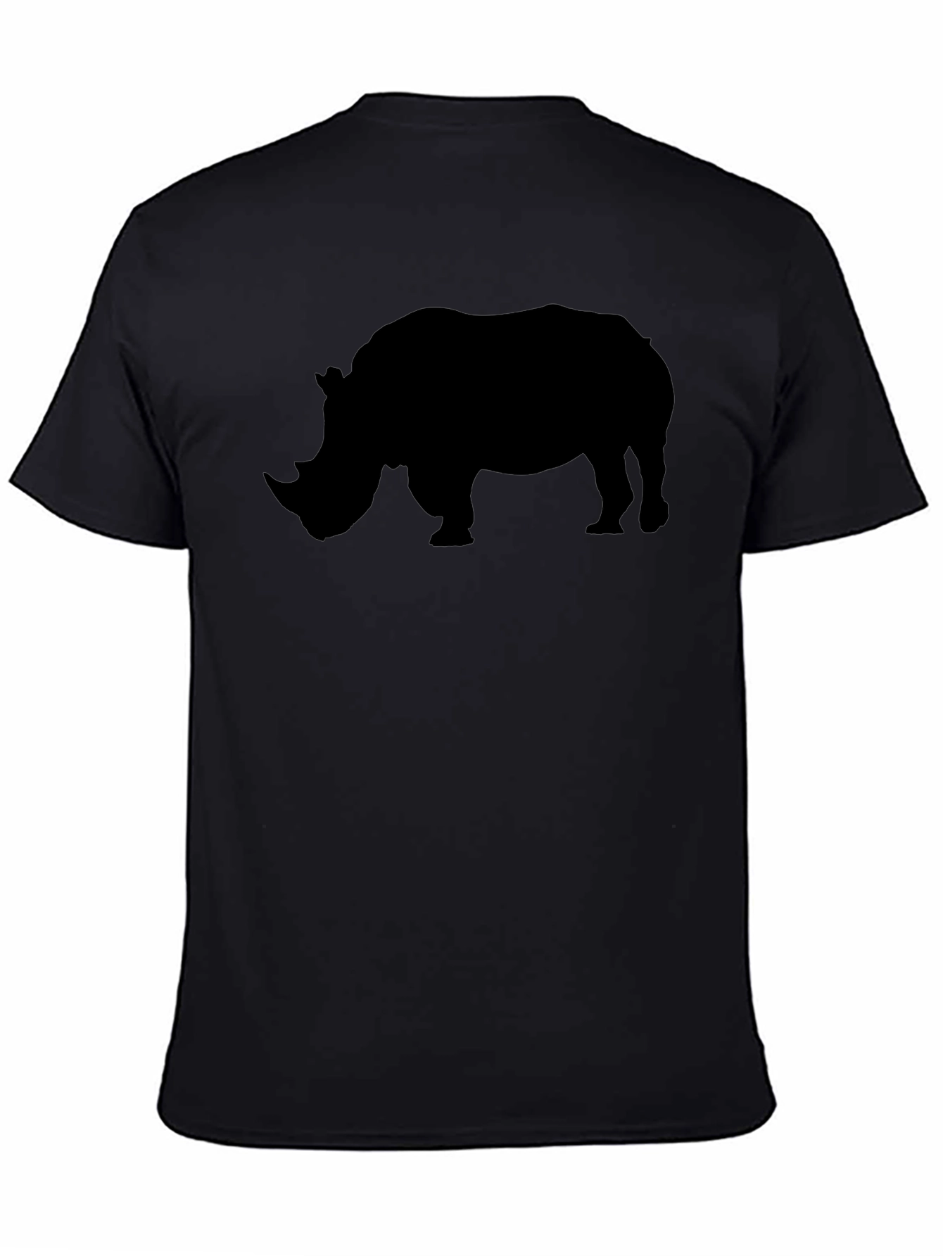 Rhino Silhouette Tee - Black Cotton Graphic T-Shirt
