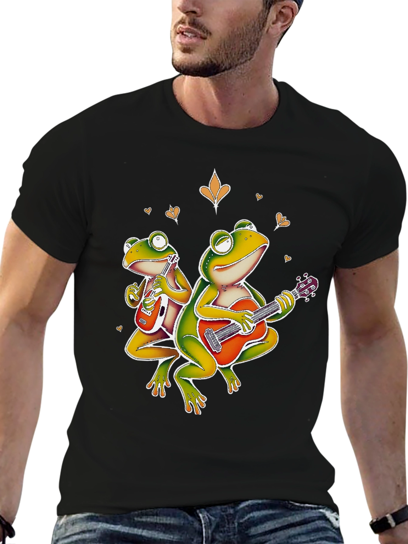 Frog Band Graphic T-Shirt - Cool Musician Design