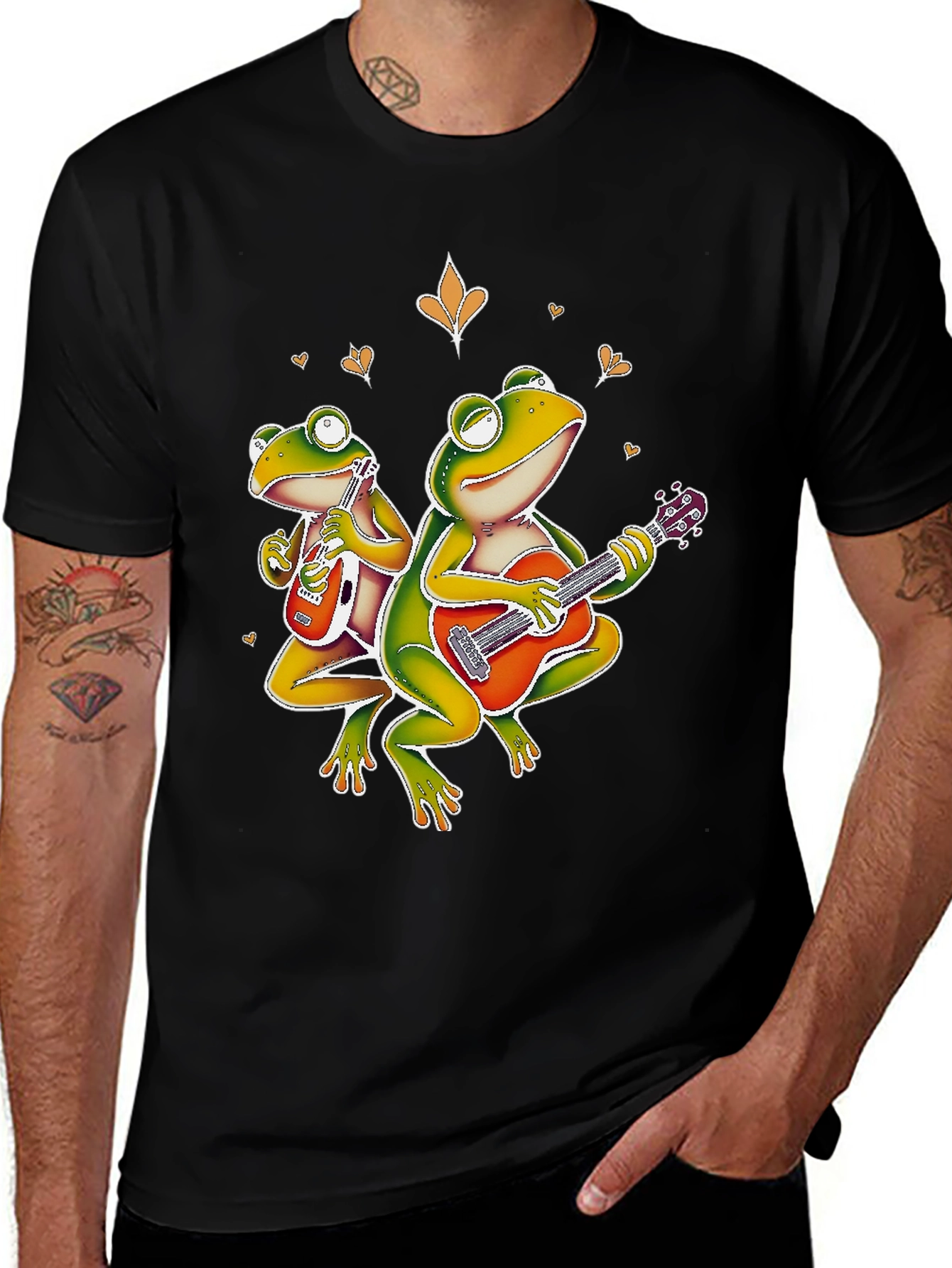 Frog Band Graphic T-Shirt - Cool Musician Design