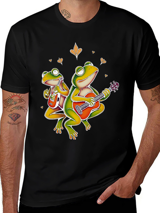 Frog Band Graphic T-Shirt - Cool Musician Design