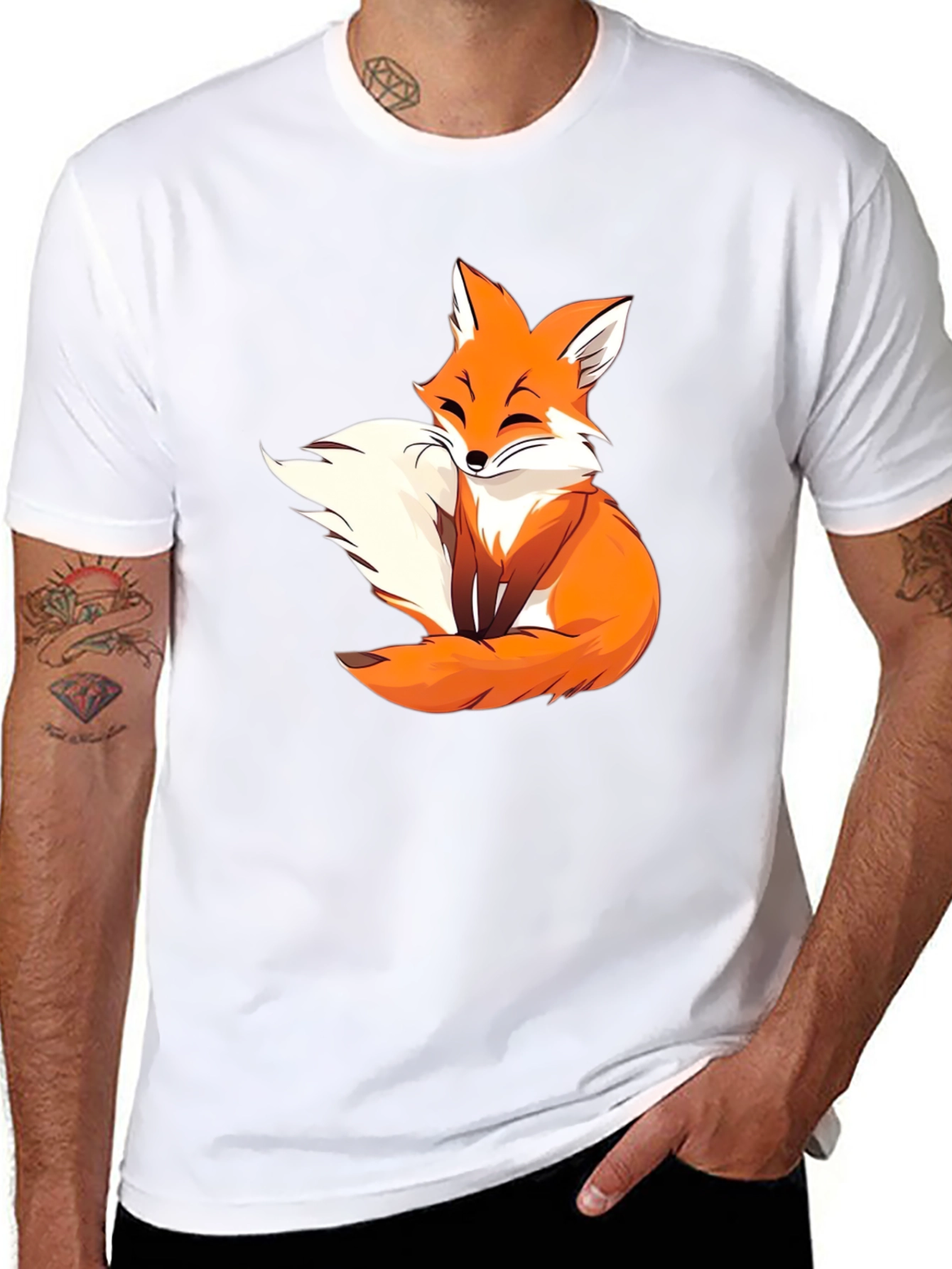Cute Fox Graphic Tee - Black Unisex T-Shirt