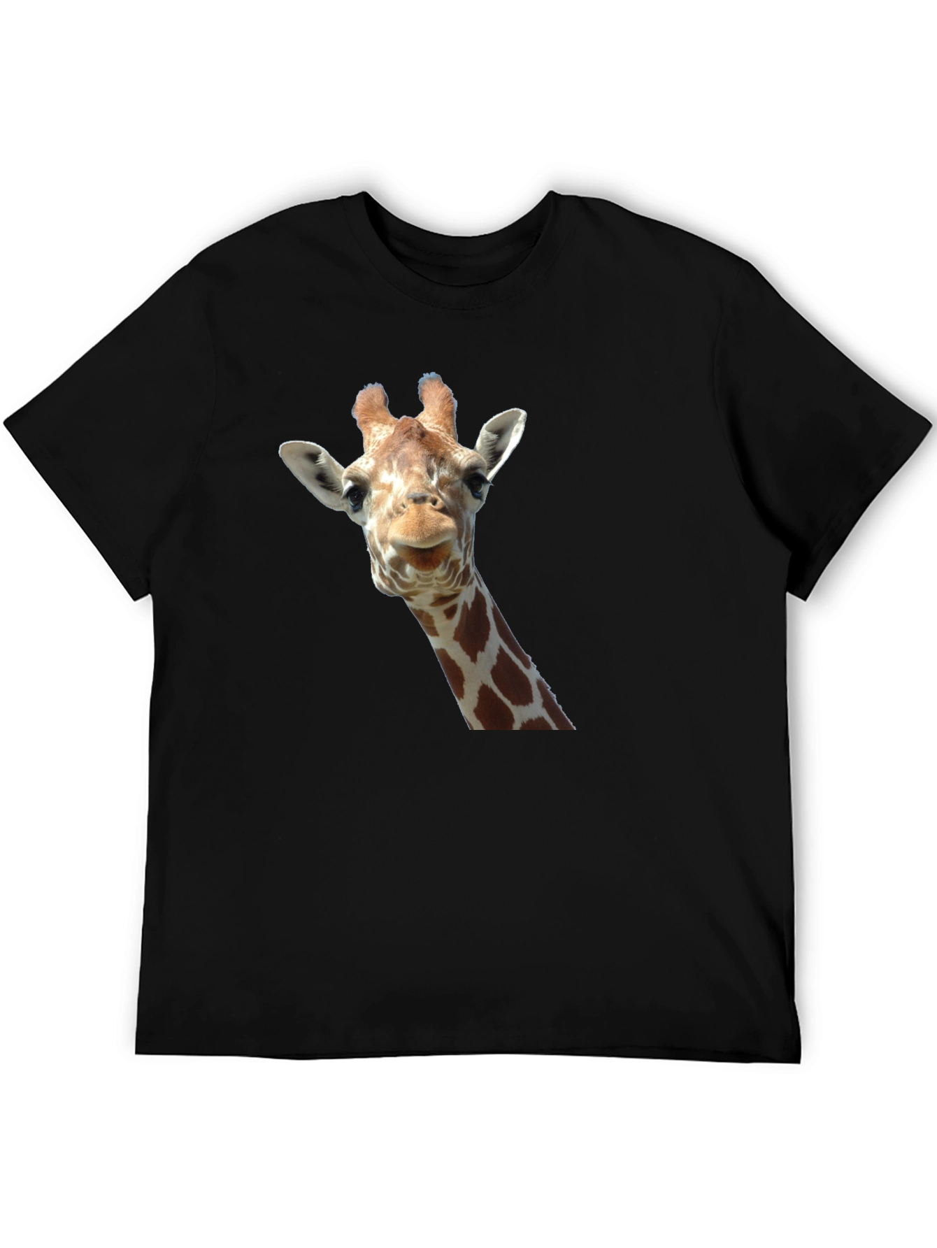 Giraffe Head Graphic Print Black T-Shirt