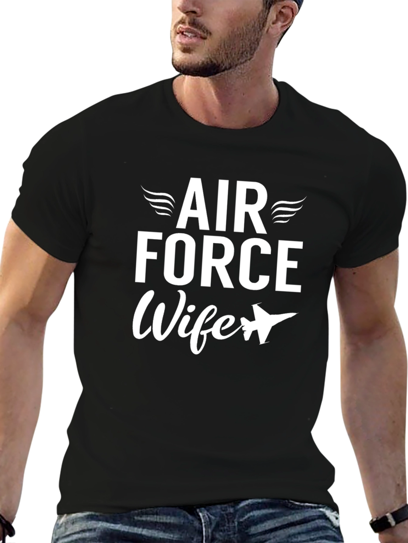Air Force Wife Graphic T-Shirt - Black