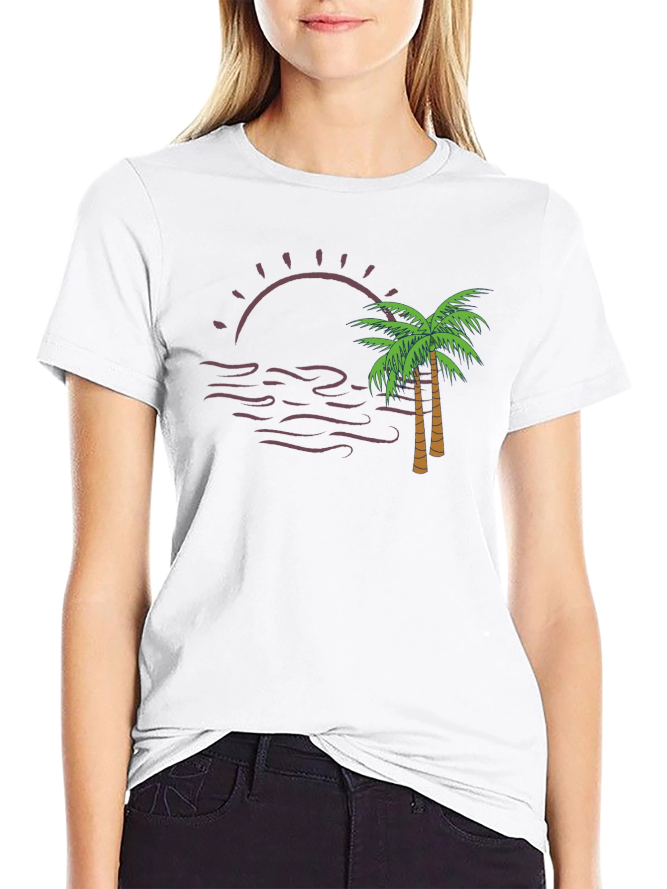 Sunset Palm Tee - Black Graphic T-Shirt