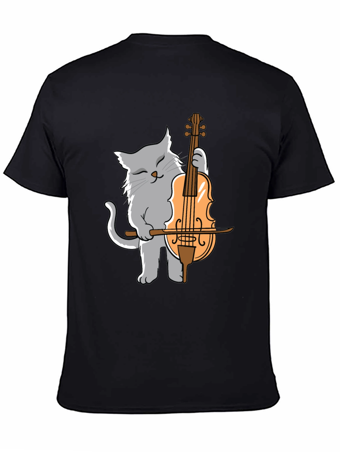 Cat Playing Cello Graphic T-Shirt