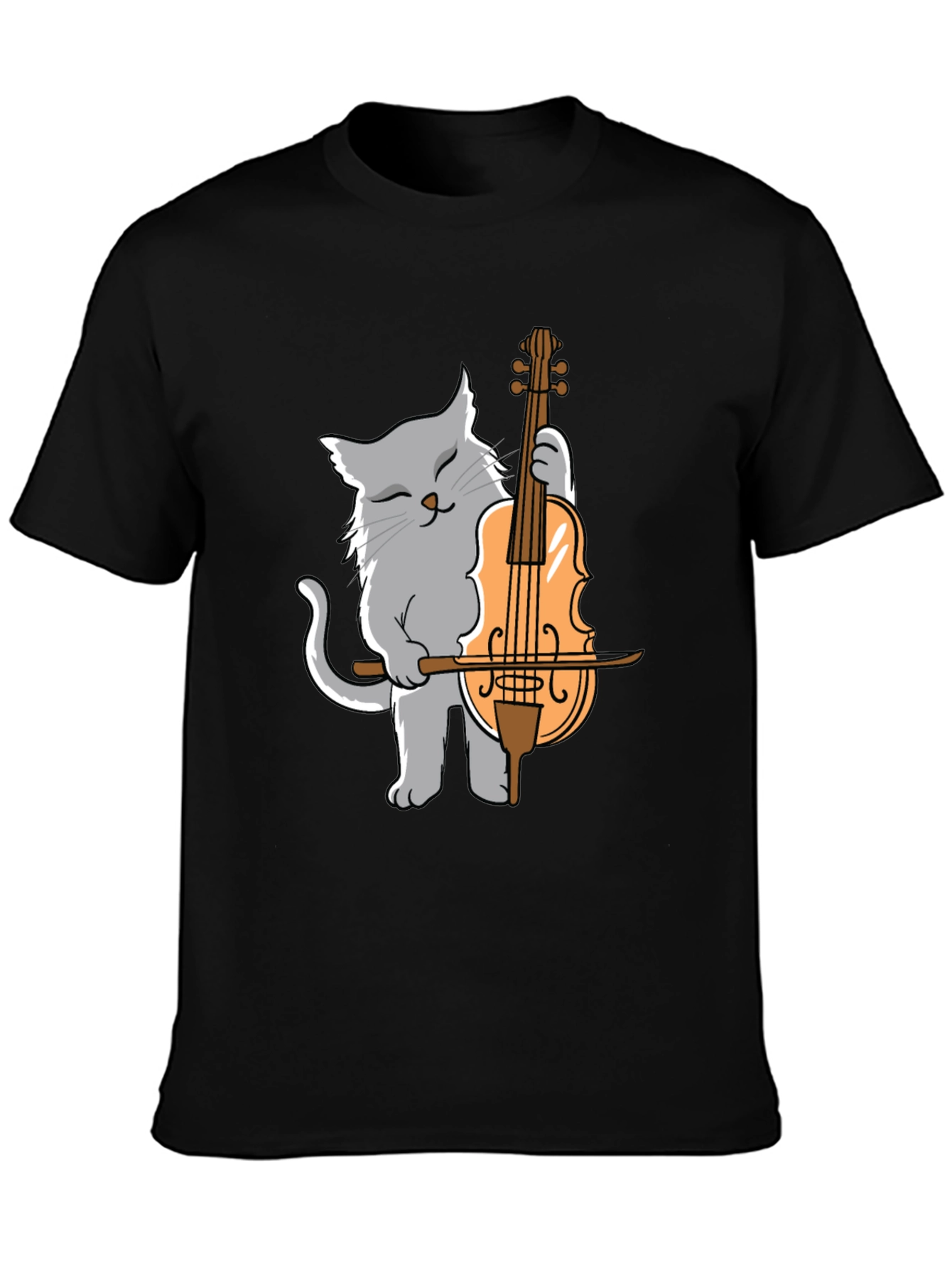 Cat Playing Cello Graphic T-Shirt
