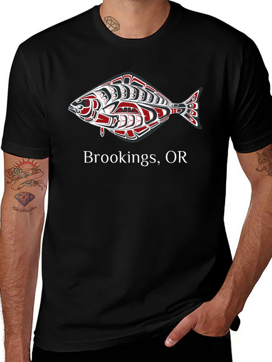 Brookings OR Fish Graphic Tee - Black