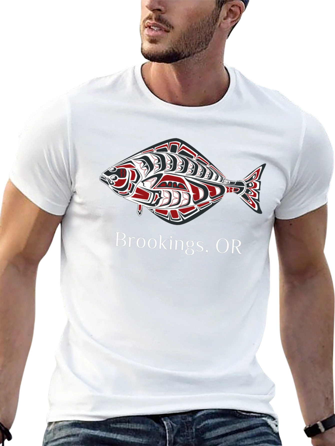 Brookings OR Fish Graphic Tee - Black