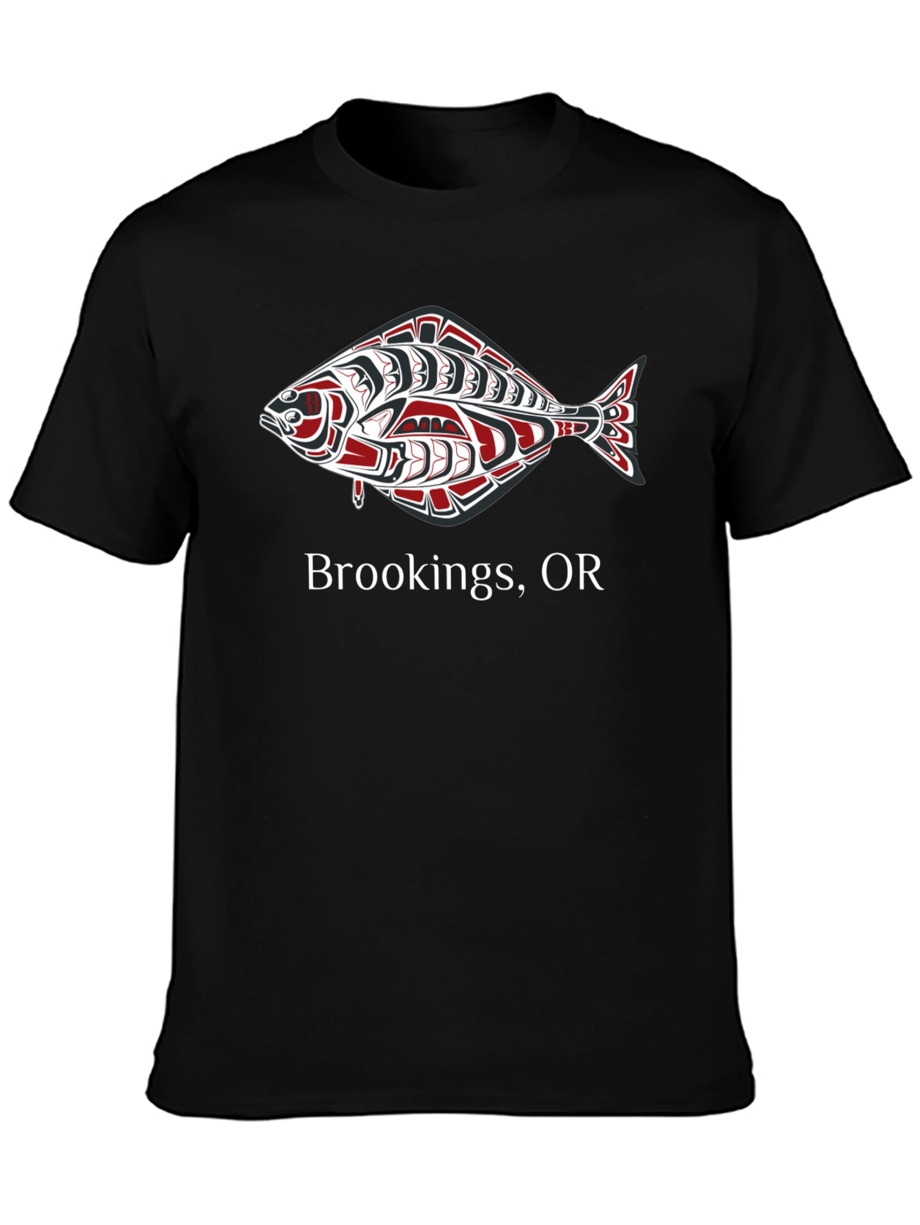 Brookings OR Fish Graphic Tee - Black