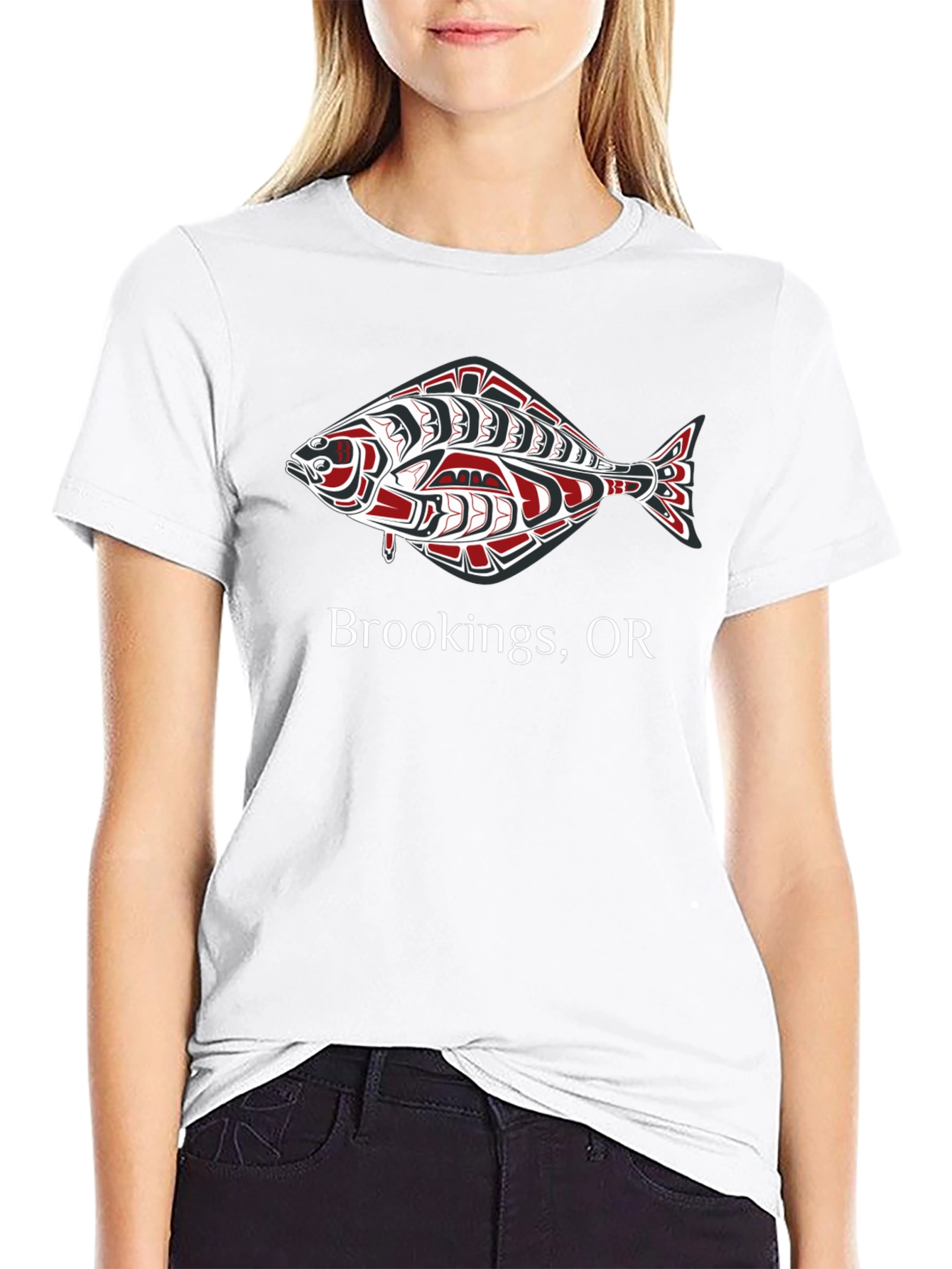 Brookings OR Fish Graphic Tee - Black