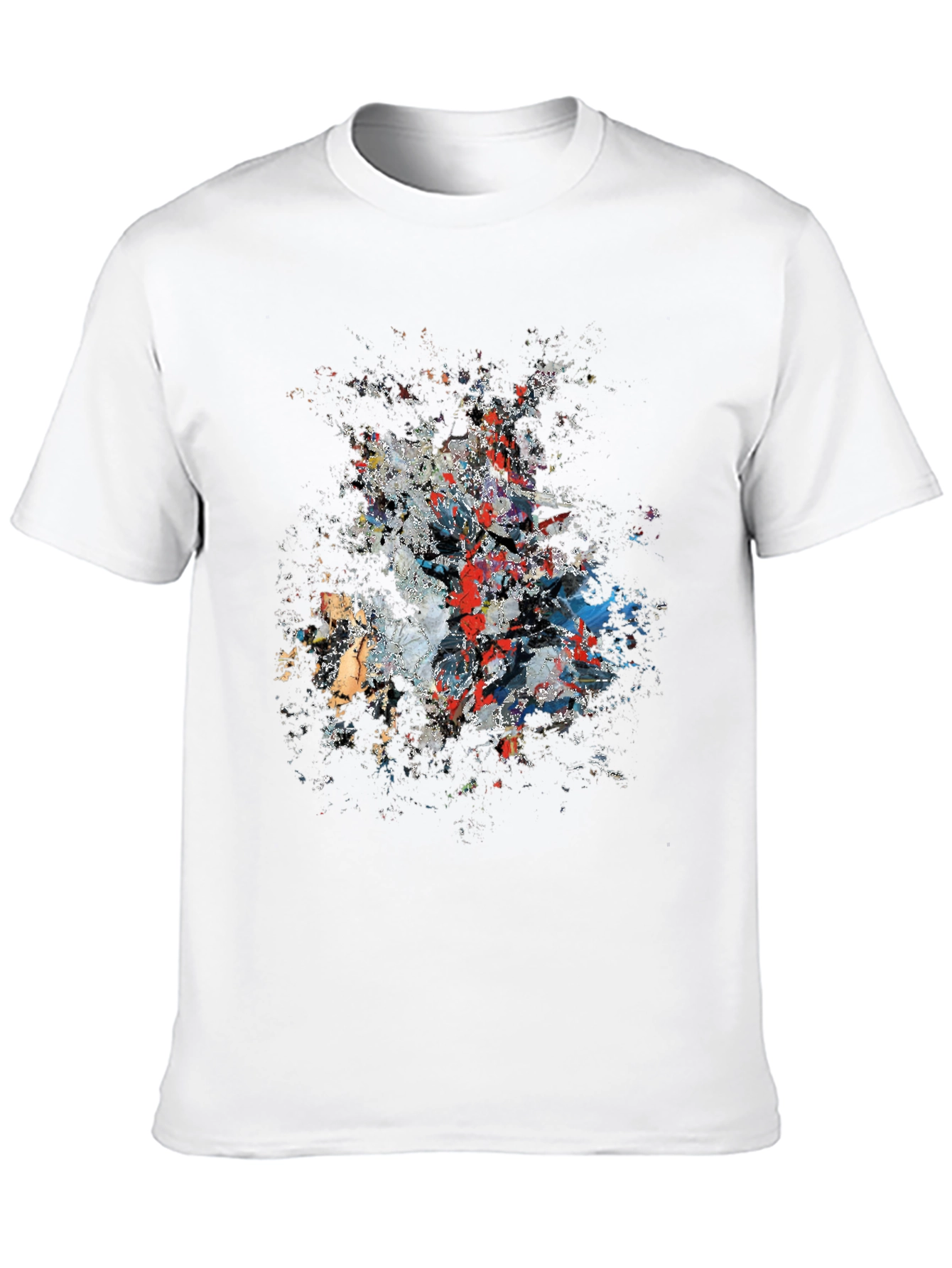 Abstract Paint Splatter Graphic Print Black T-Shirt