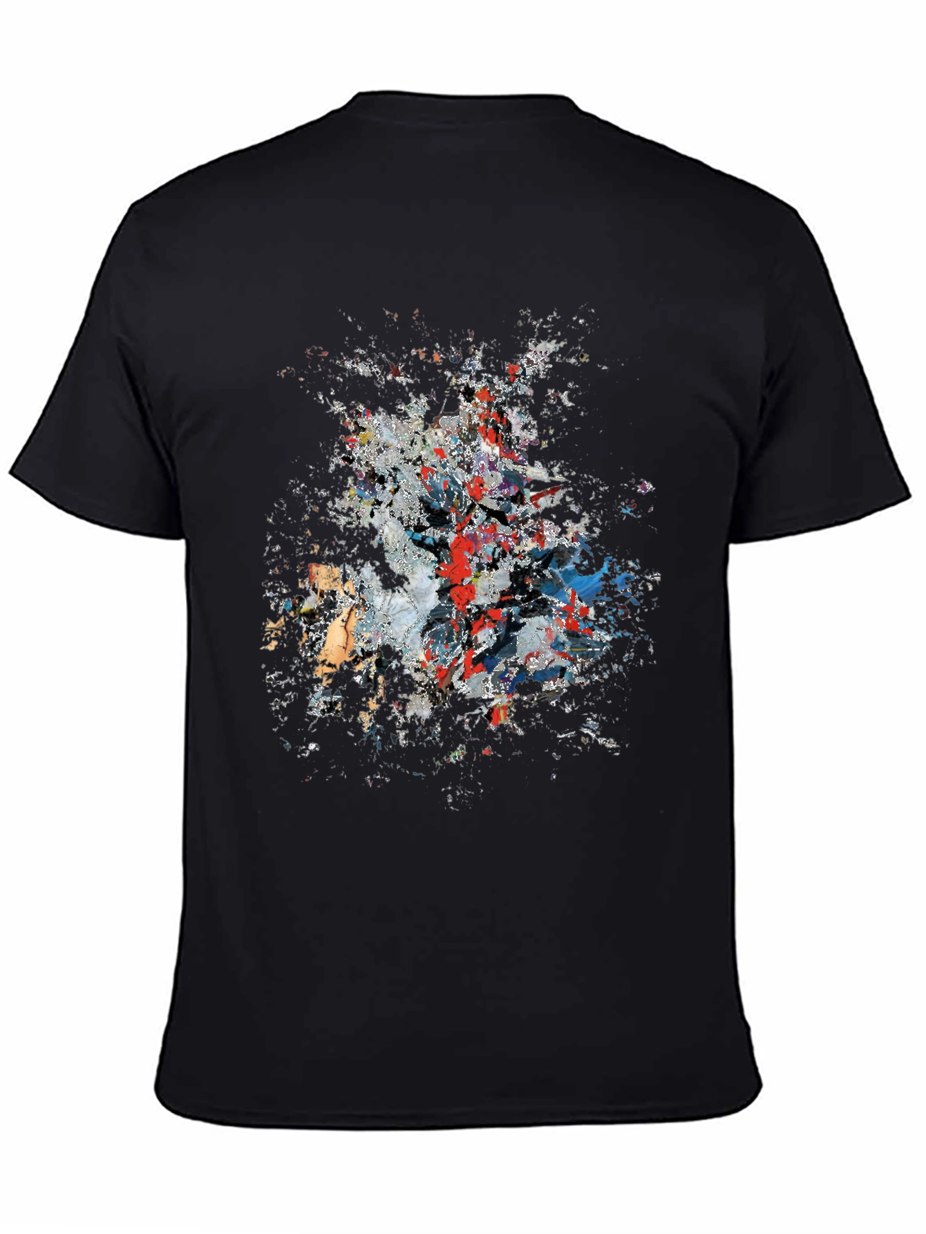 Abstract Paint Splatter Graphic Print Black T-Shirt
