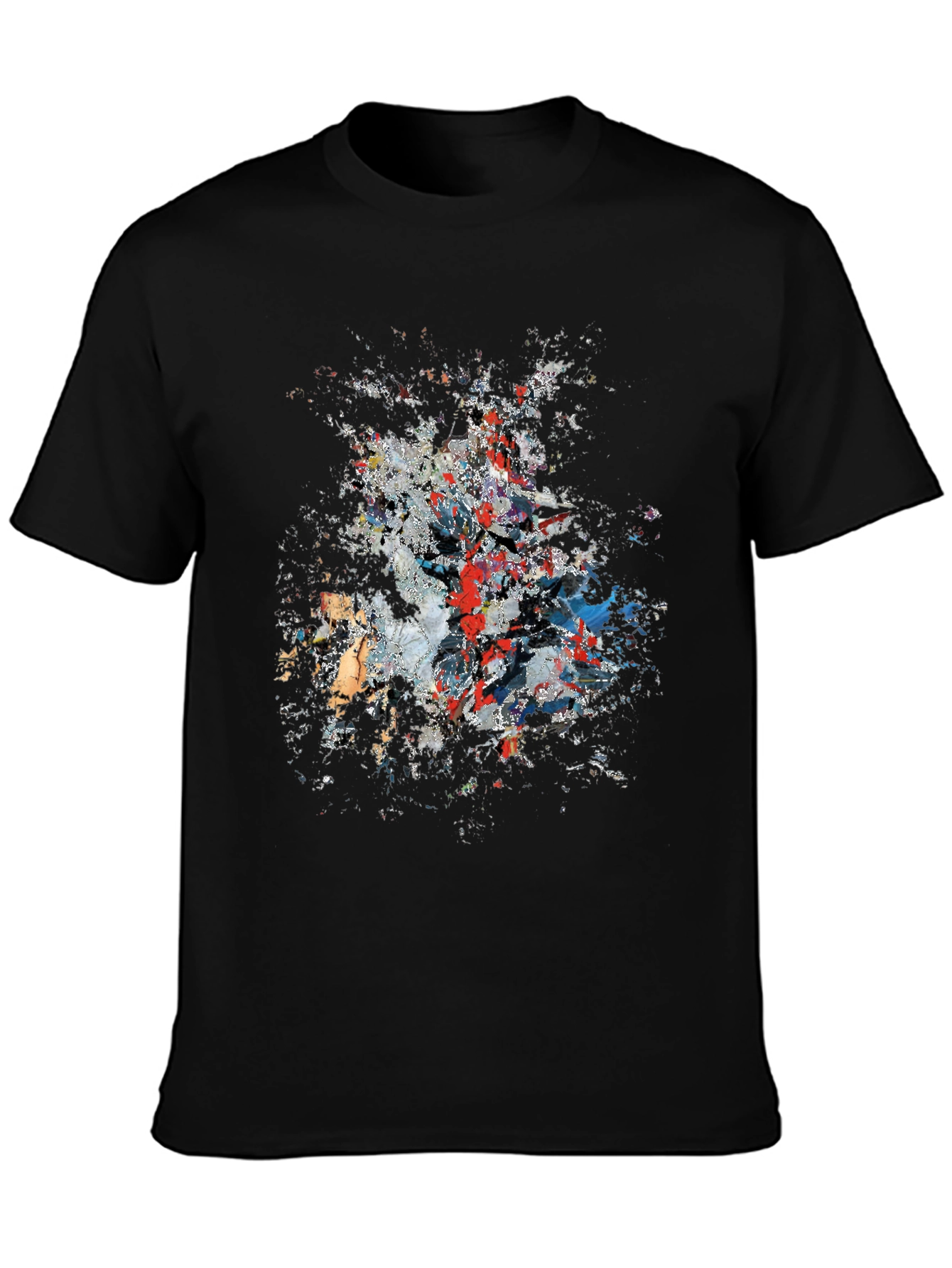 Abstract Paint Splatter Graphic Print Black T-Shirt