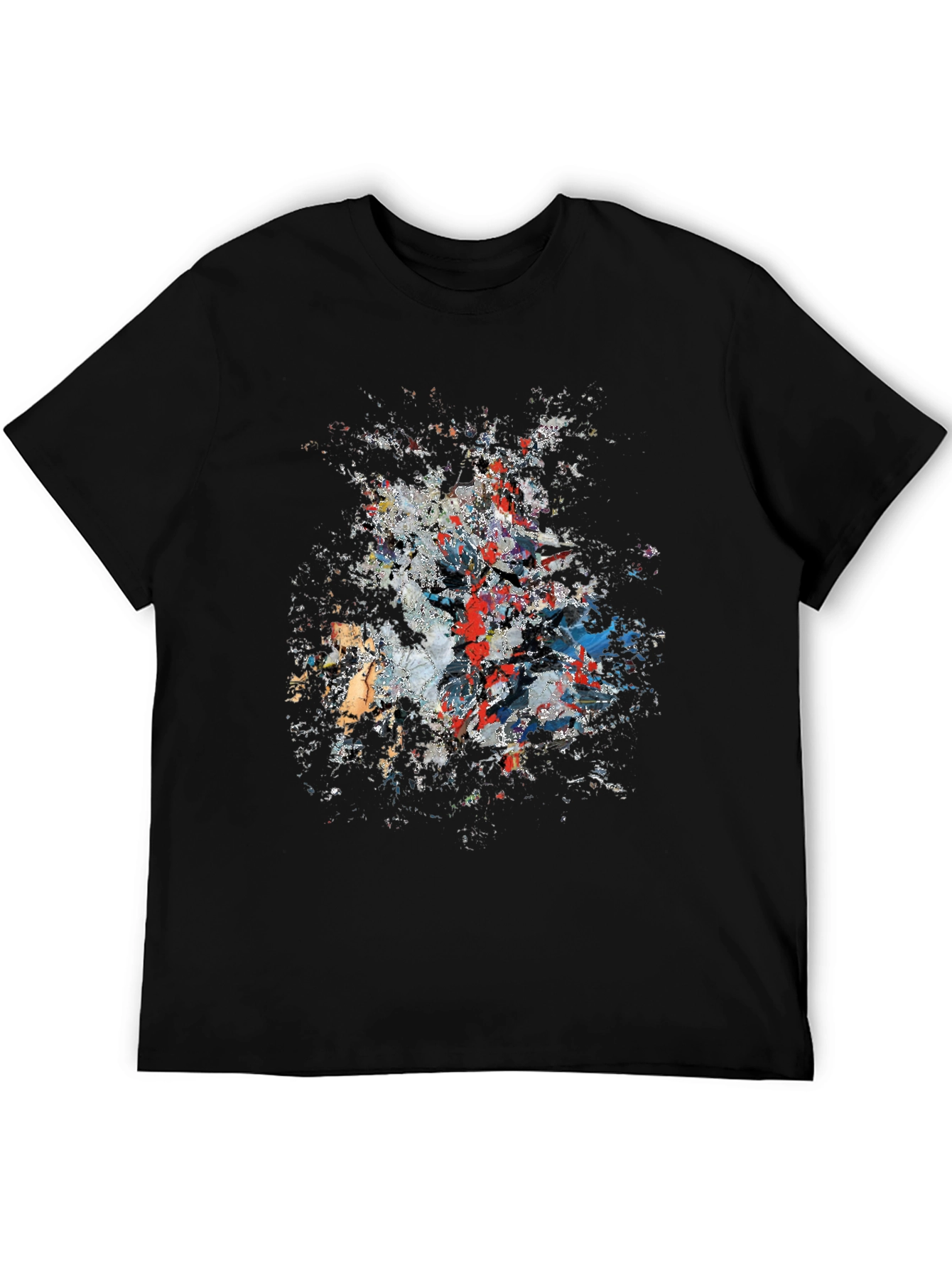 Abstract Paint Splatter Graphic Print Black T-Shirt