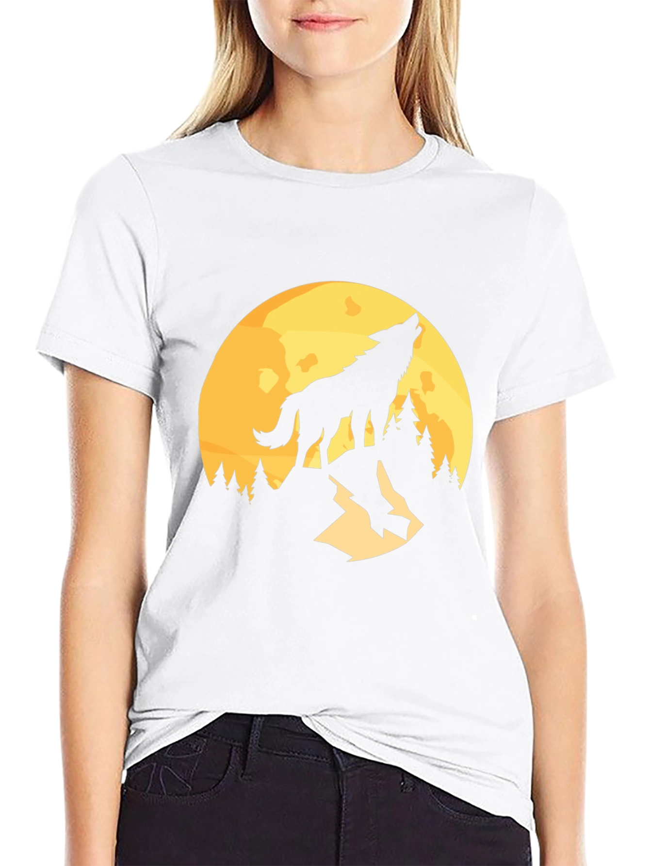 Wolf Howling at Moon Graphic T-Shirt