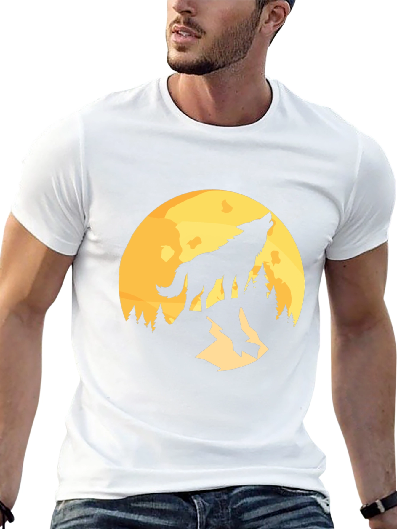Wolf Howling at Moon Graphic T-Shirt