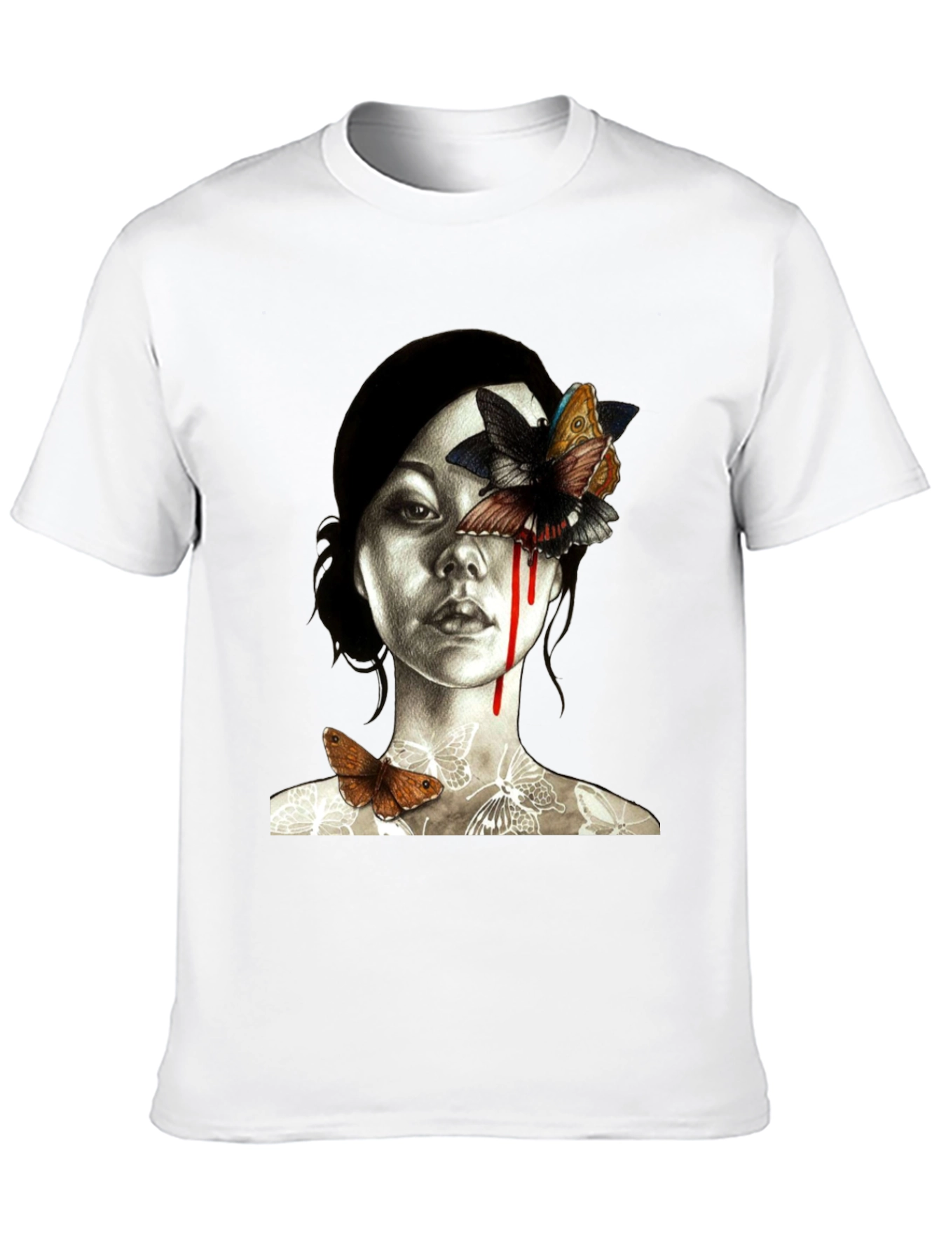 Butterfly Woman Graphic Tee - Unique Art Shirt