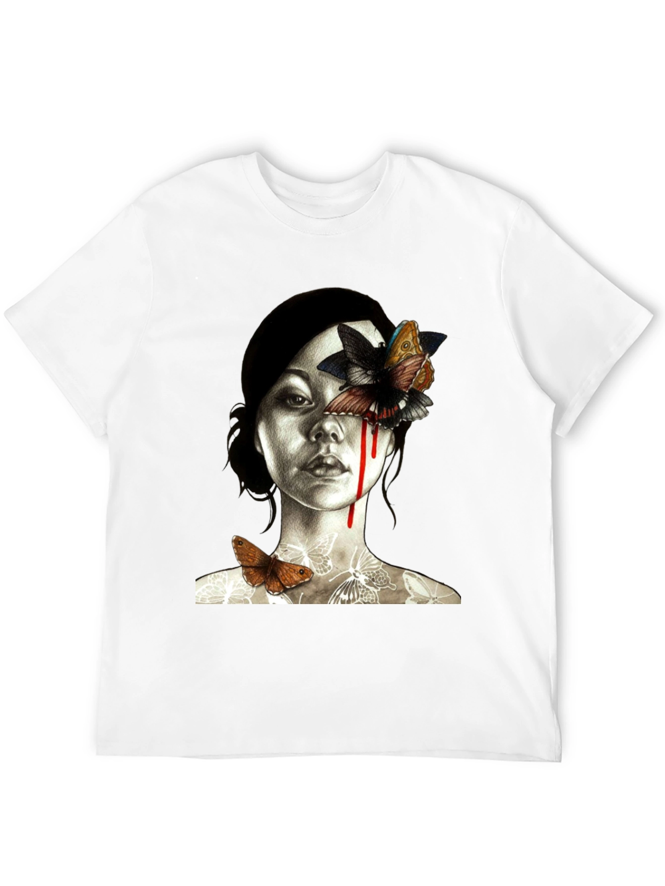Butterfly Woman Graphic Tee - Unique Art Shirt
