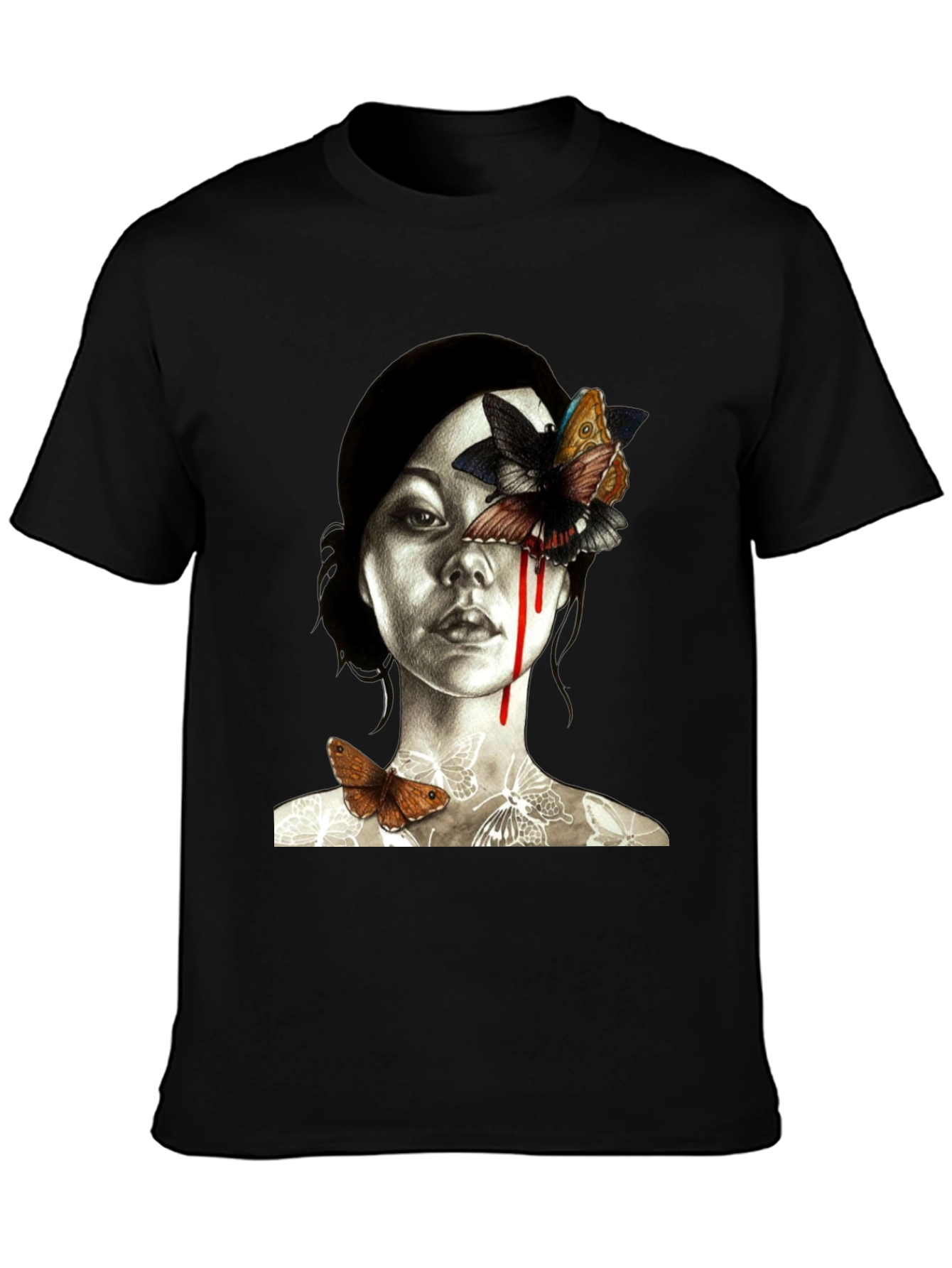 Butterfly Woman Graphic Tee - Unique Art Shirt