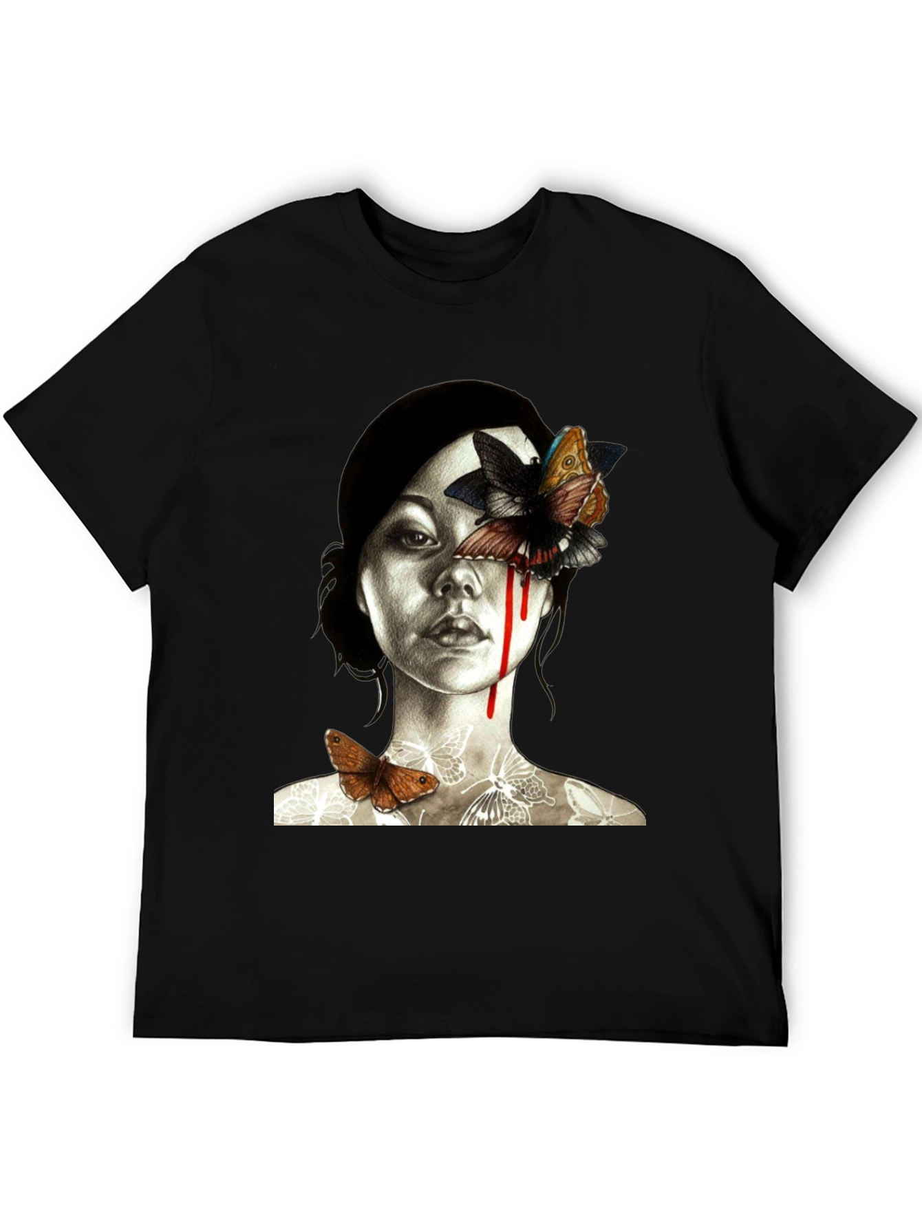 Butterfly Woman Graphic Tee - Unique Art Shirt
